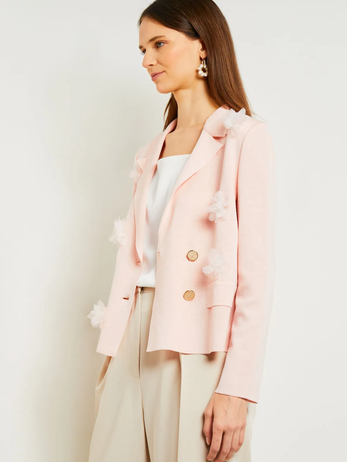 Heritage Fit Double Breasted Jacket - Floral Applique Knit