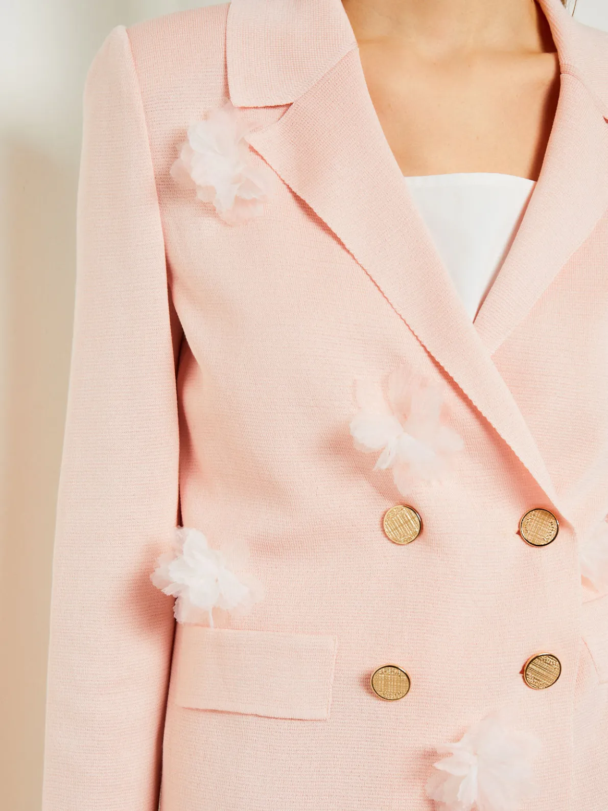 Heritage Fit Double Breasted Jacket - Floral Applique Knit