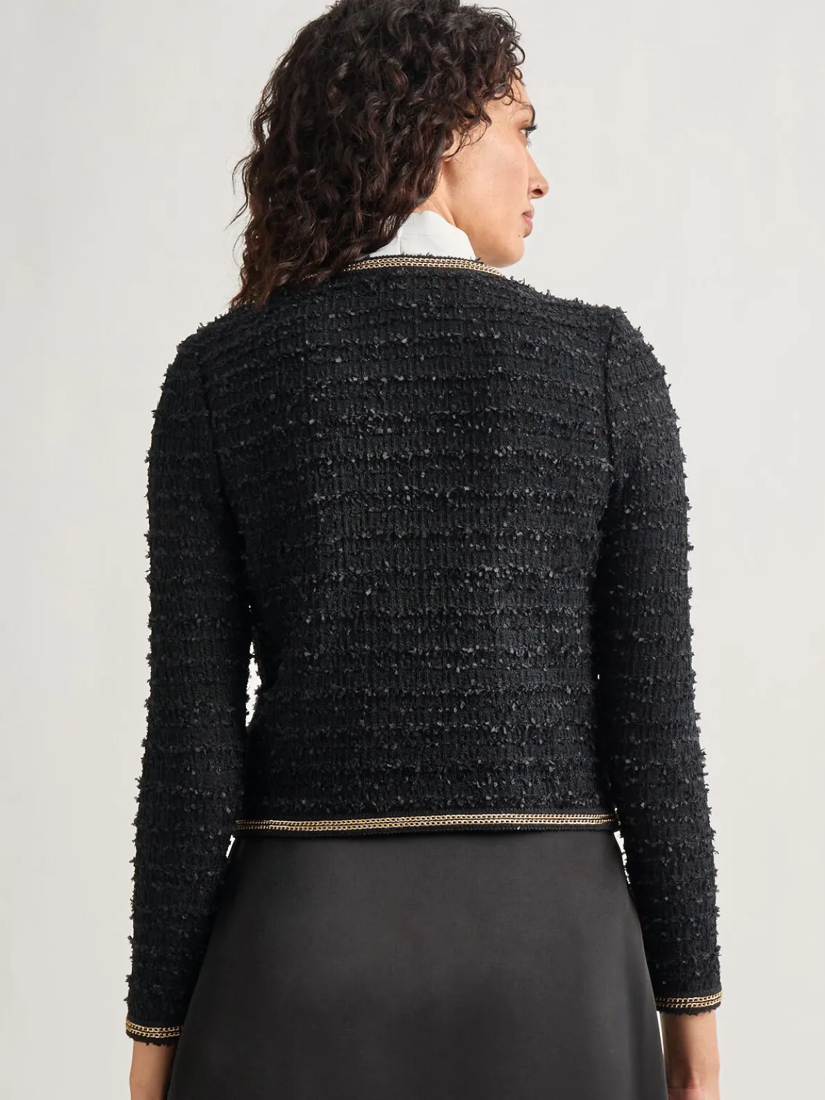 Heritage Fit Double Chain Trim Eyelash Knit Jacket