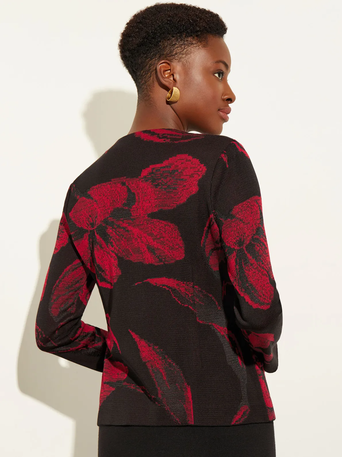 Heritage Fit Floral Button-Front Knit Jacket