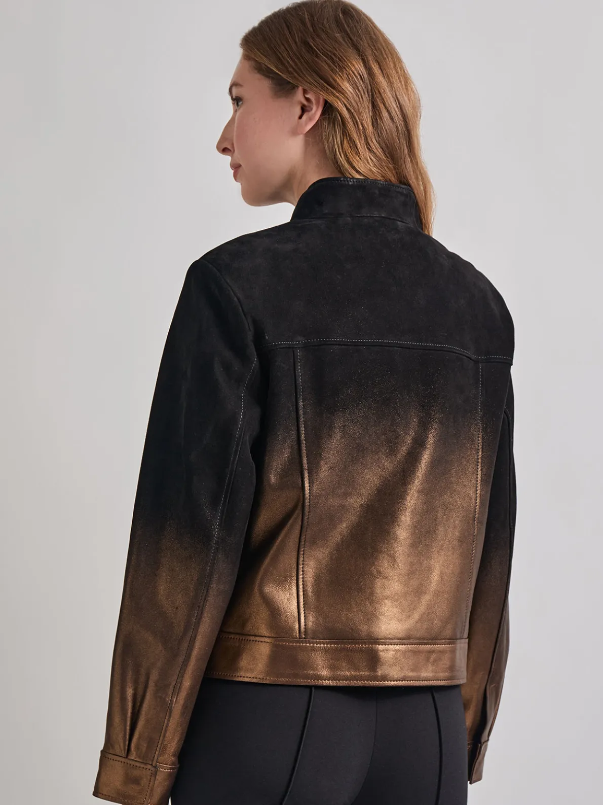 Heritage Fit Gold Ombre Suede Leather Trucker Jacket