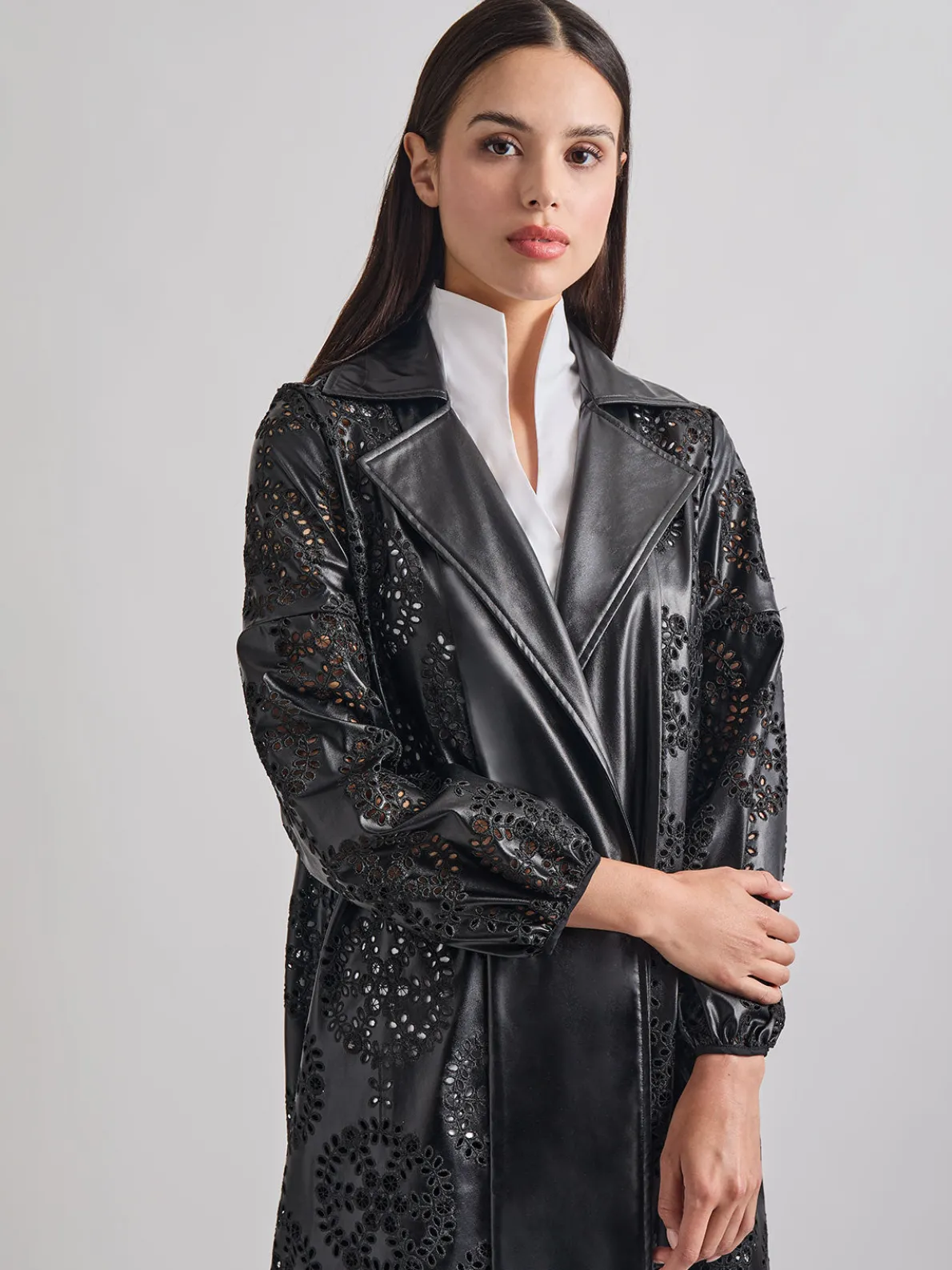 Heritage Fit Open Front Vegan Leather Jacket