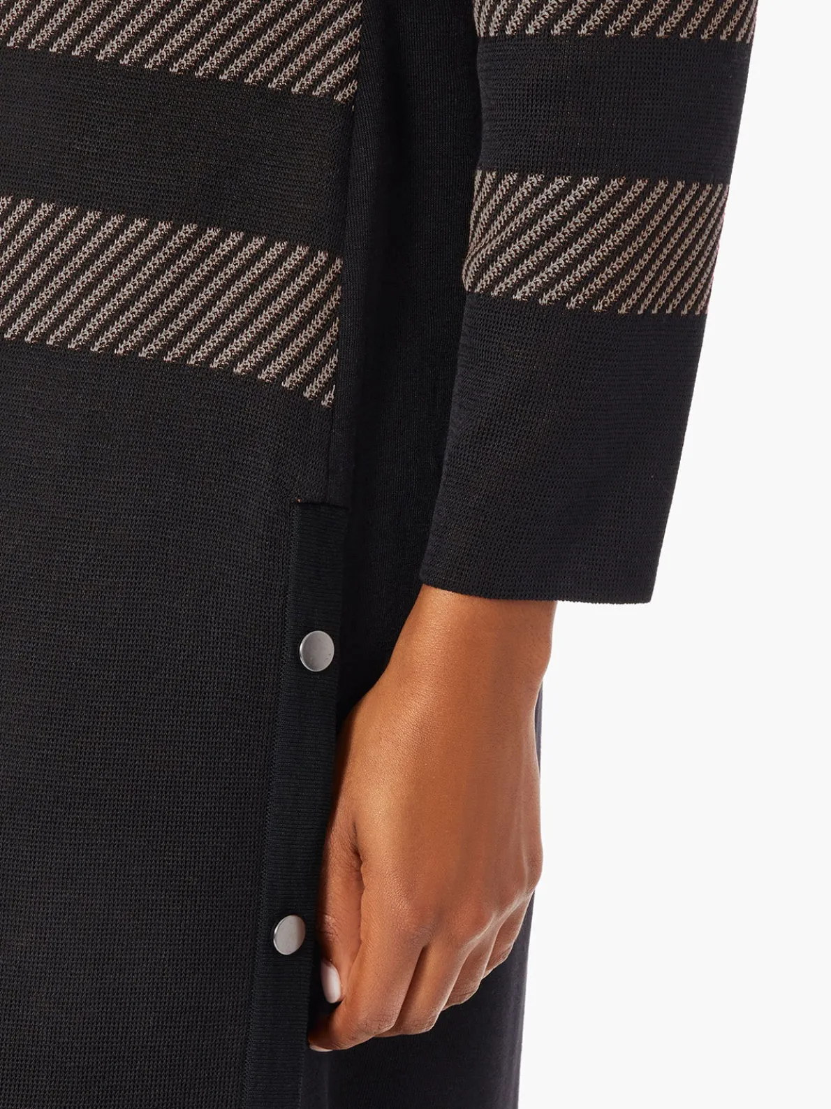 Heritage Fit Side Button Detail Graphic Pattern Knit Duster