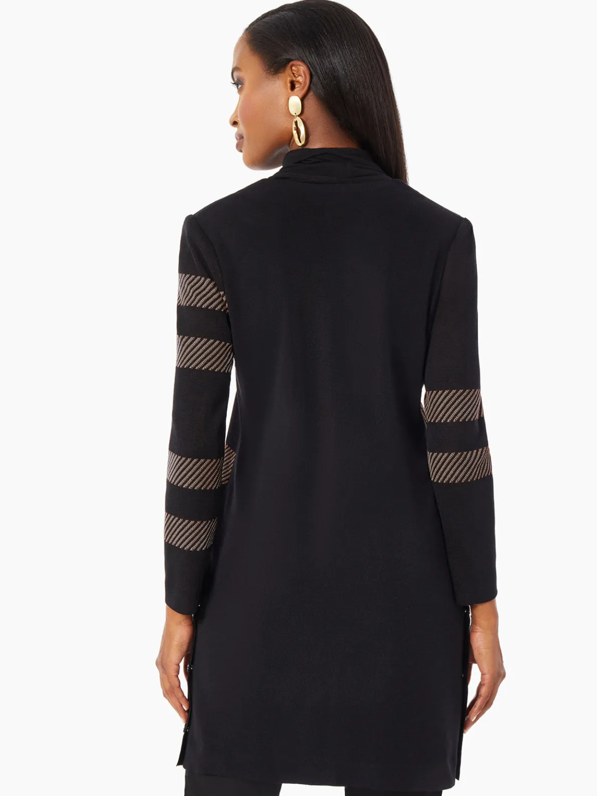 Heritage Fit Side Button Detail Graphic Pattern Knit Duster