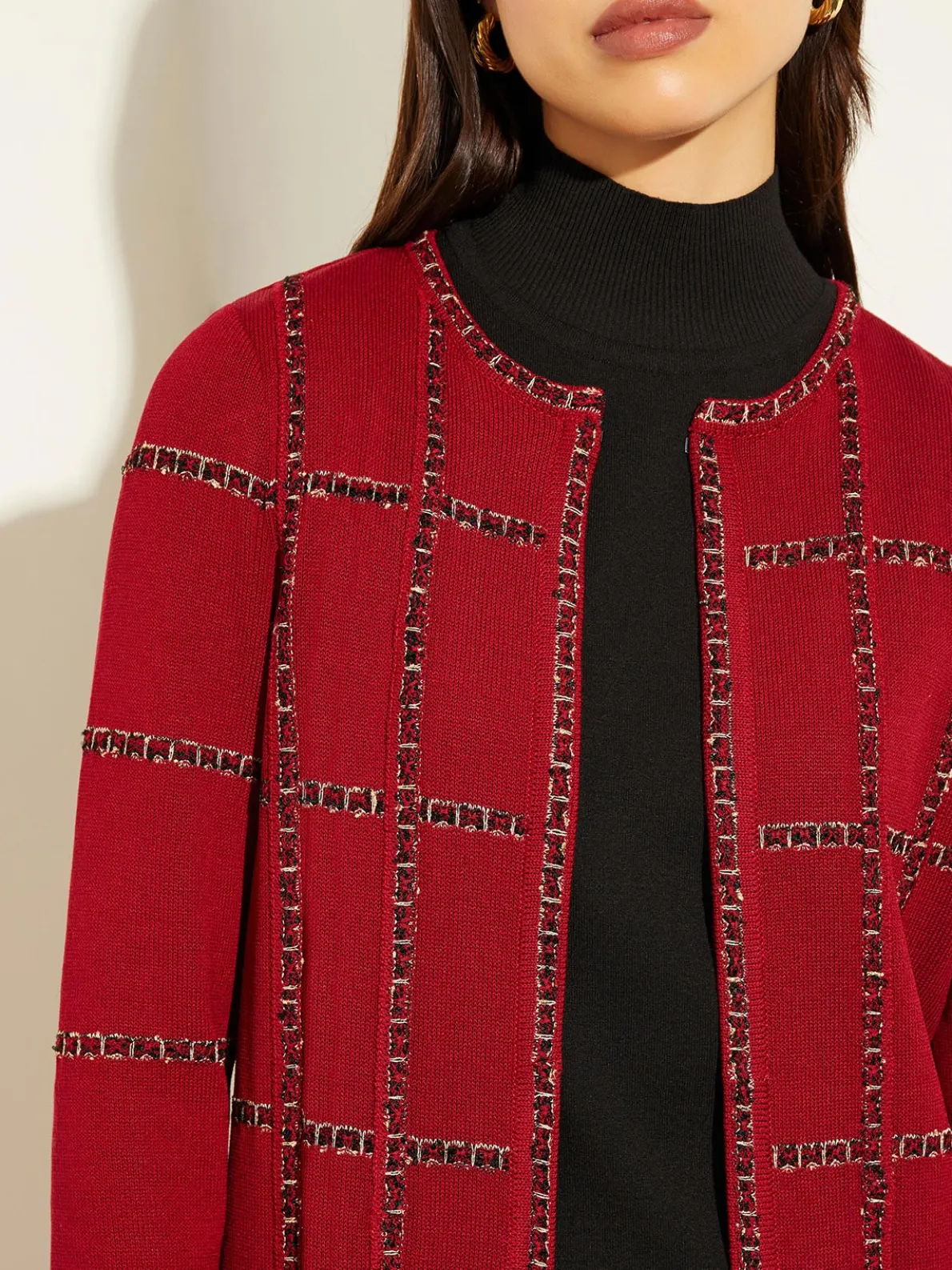 Heritage Fit Tweed Trim Windowpane Knit Duster