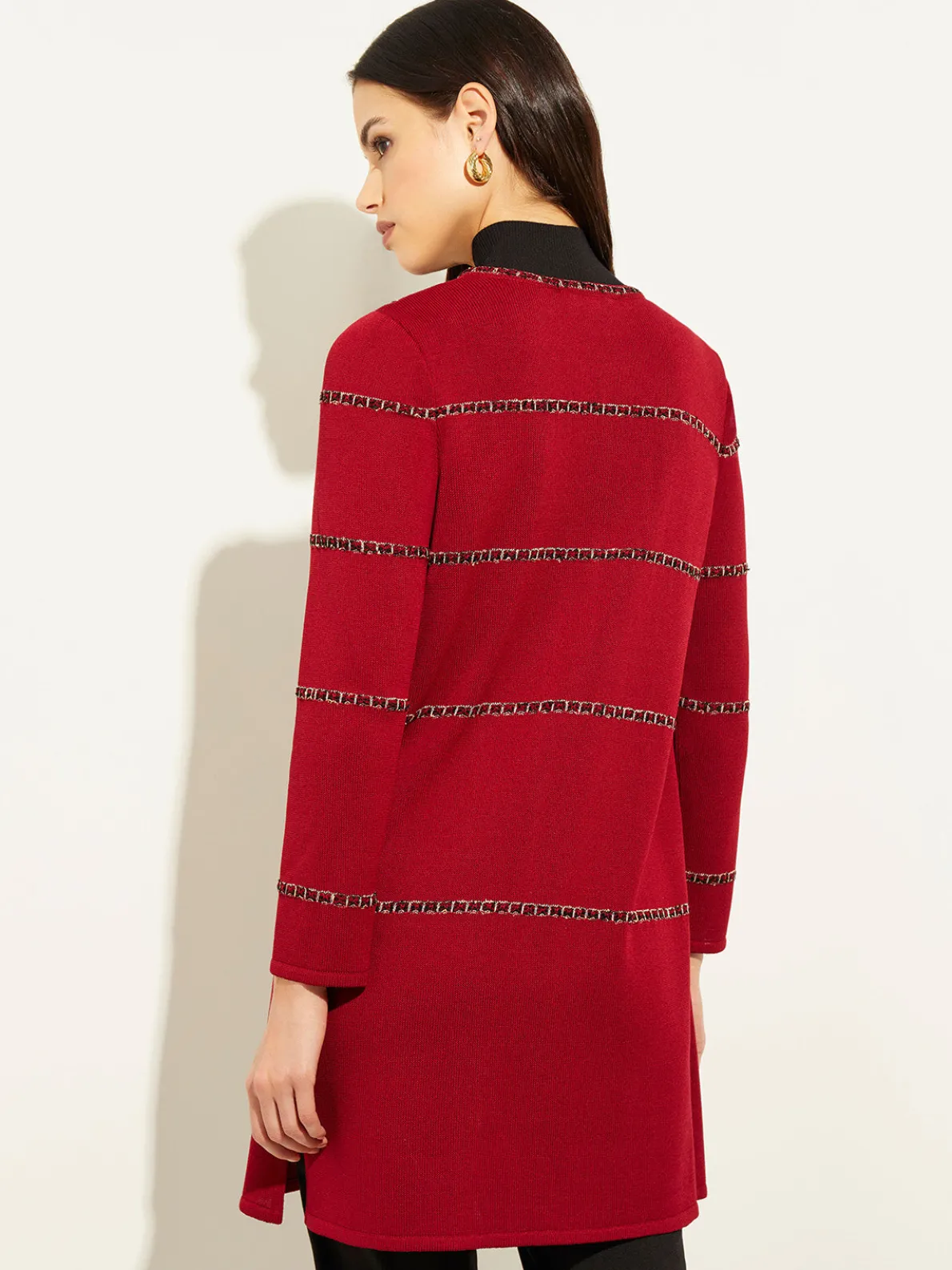 Heritage Fit Tweed Trim Windowpane Knit Duster