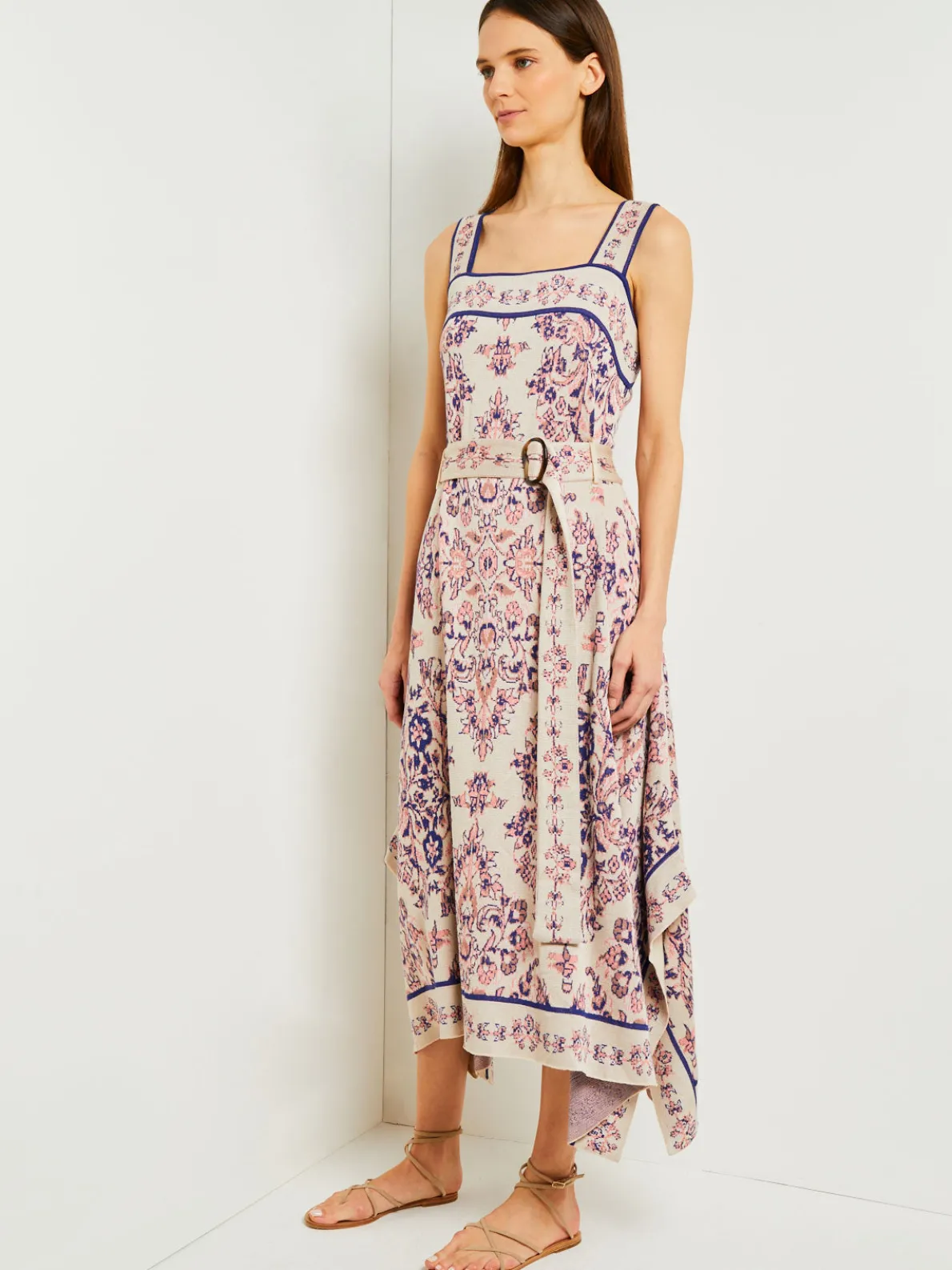 High-Low A-Line Dress - Soft Jacquard Knit