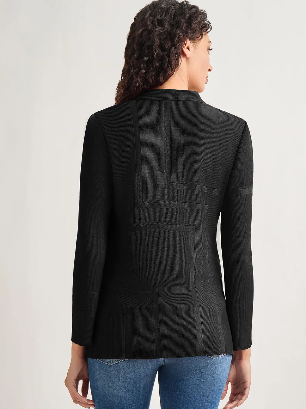 Inverted Notch Collar Tailored Knit Jacket