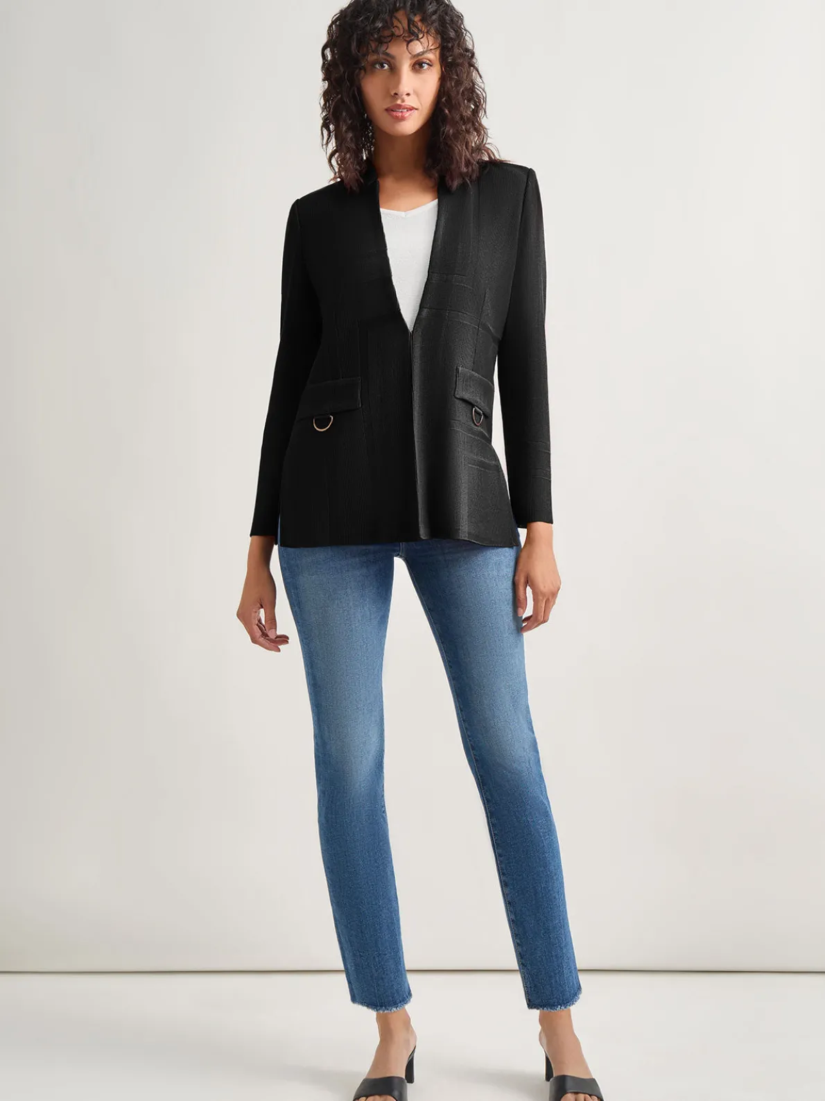 Inverted Notch Collar Tailored Knit Jacket