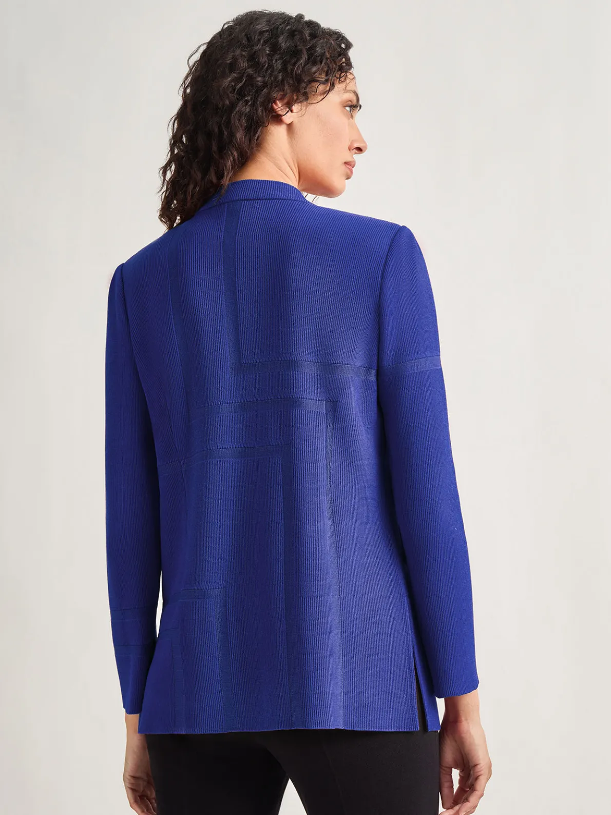 Inverted Notch Collar Tailored Knit Jacket