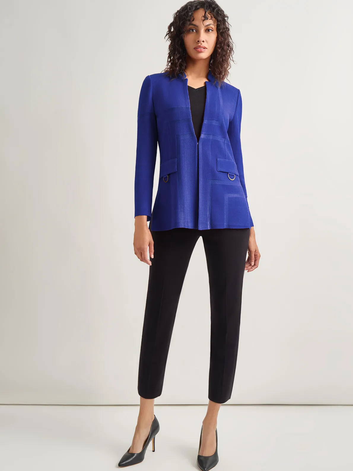 Inverted Notch Collar Tailored Knit Jacket