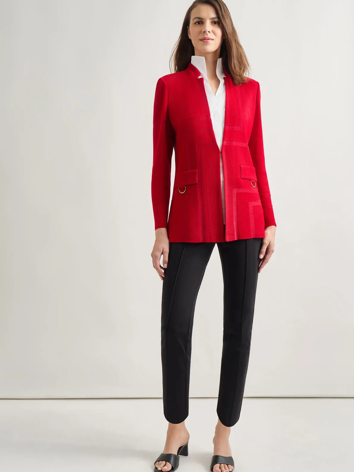 Inverted Notch Collar Tailored Knit Jacket