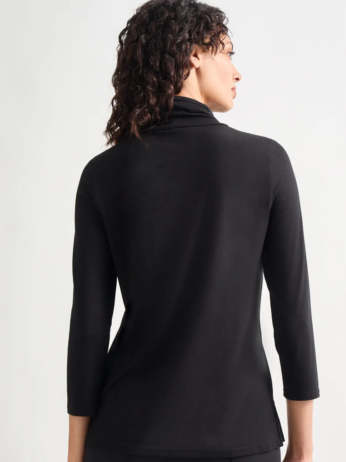 Jersey Turtleneck Top, Black
