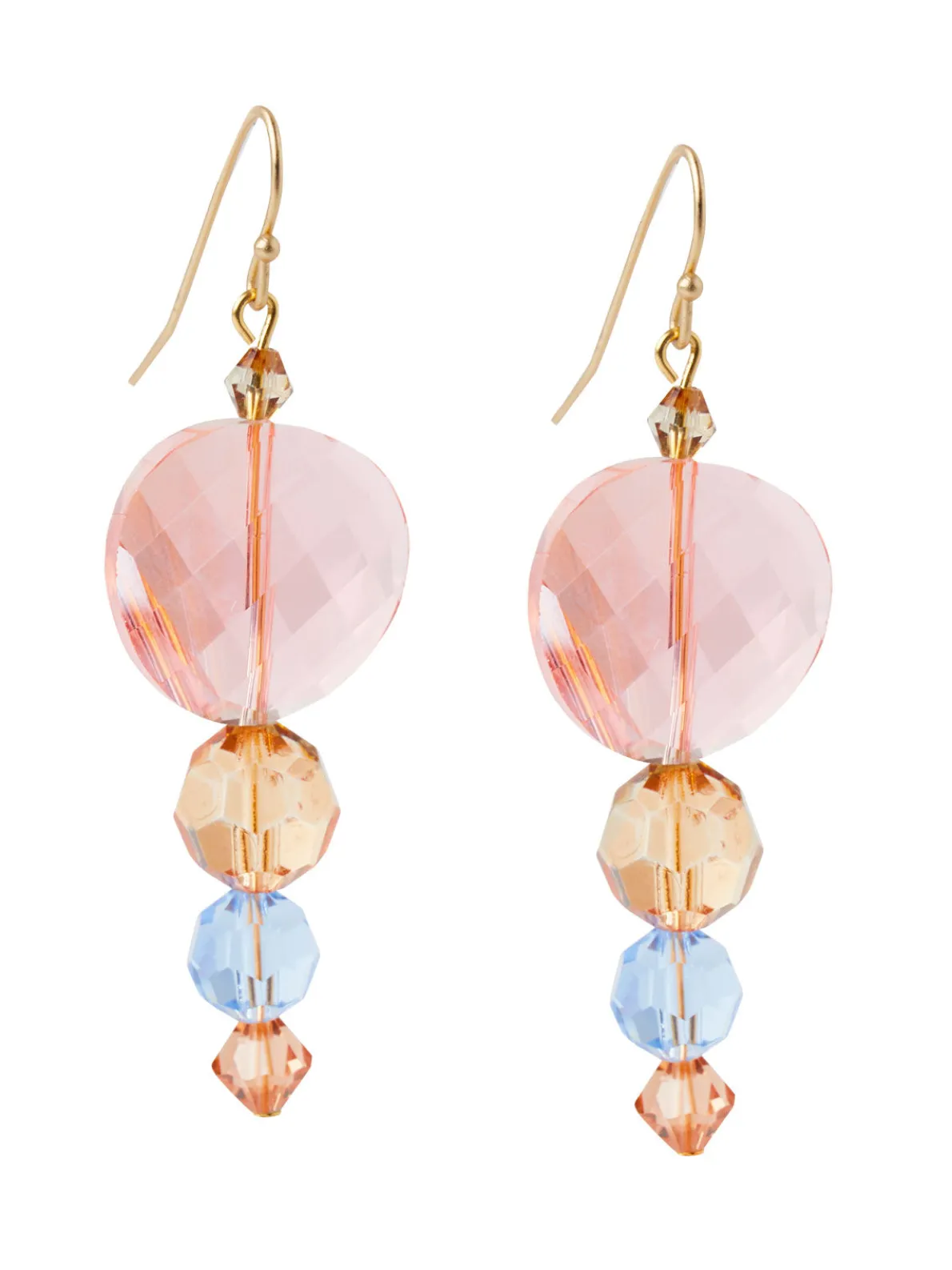 18K Matte Gold Plated Multi-colored Crystal Earrings