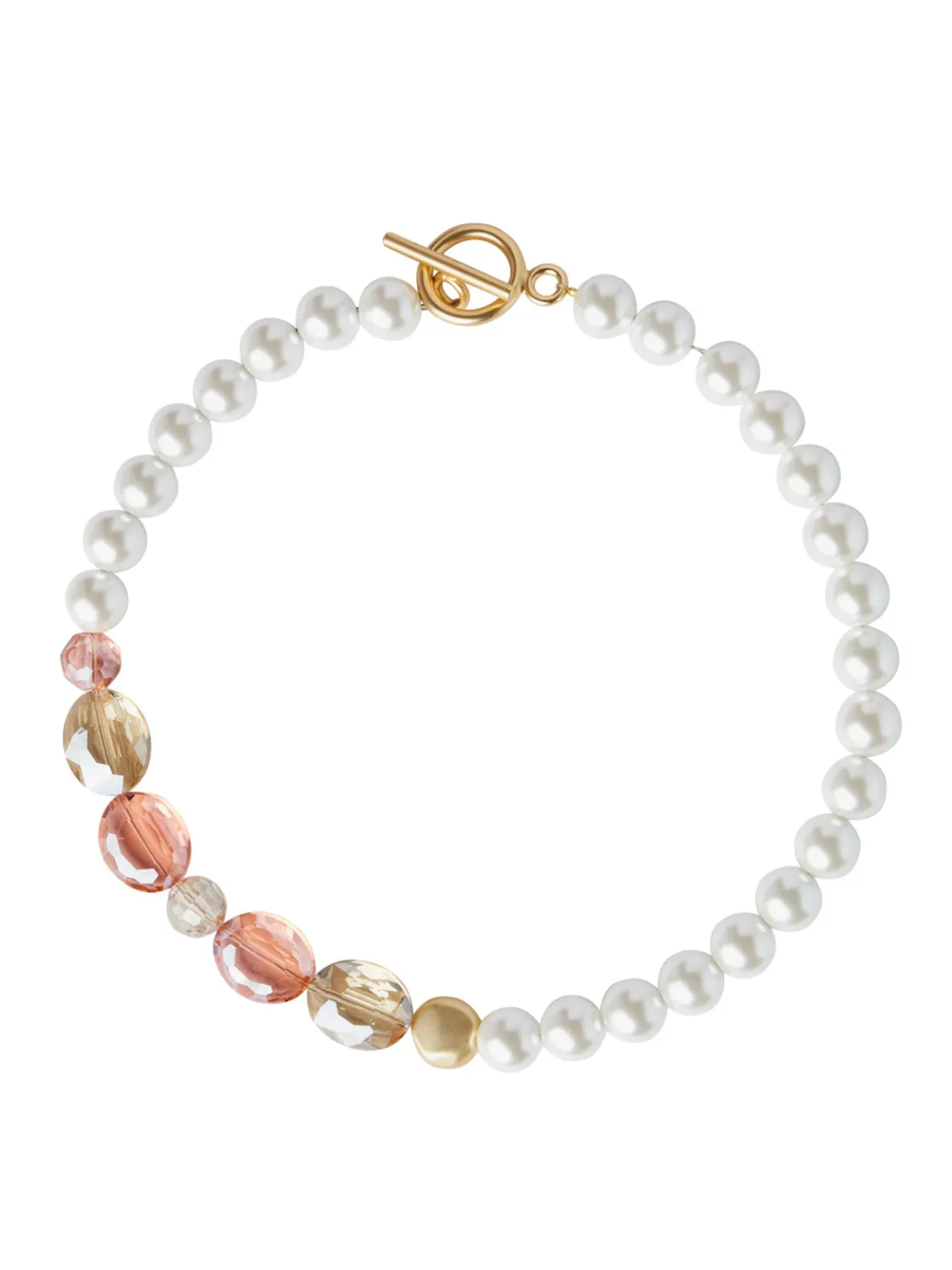 18K Matte Gold Plated Peach Crystal Necklace