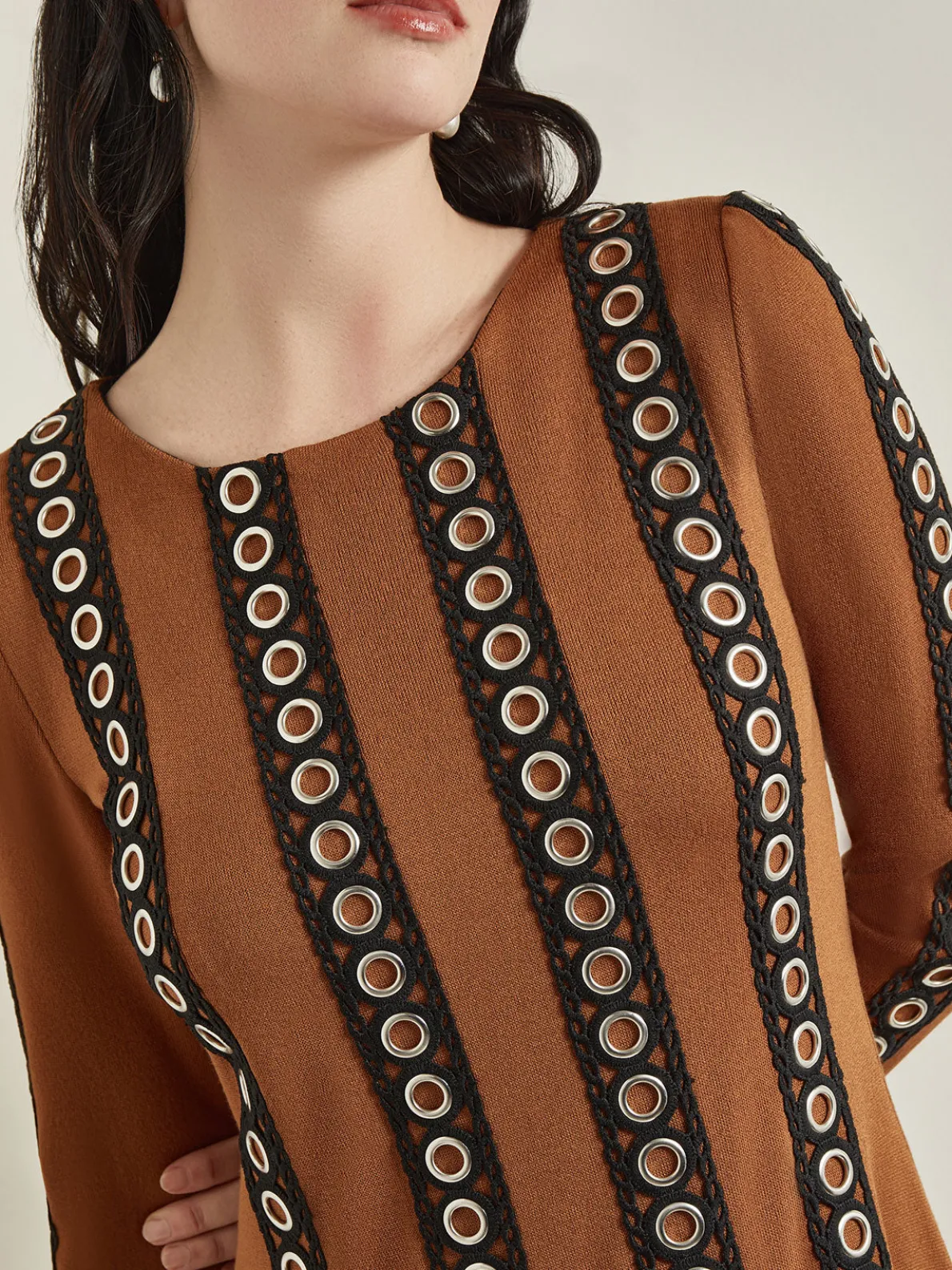 Maxi A-Line Dress - Sheer Panel Soft Knit