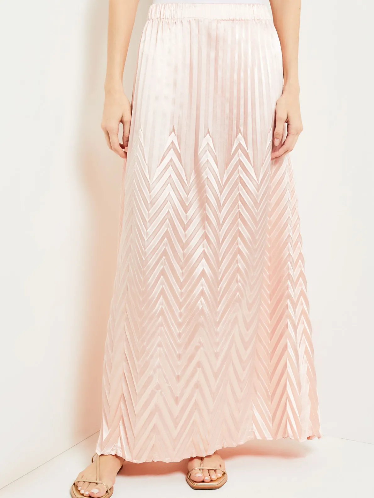 Maxi A-Line Skirt - Chevron Textured Crepe de Chine
