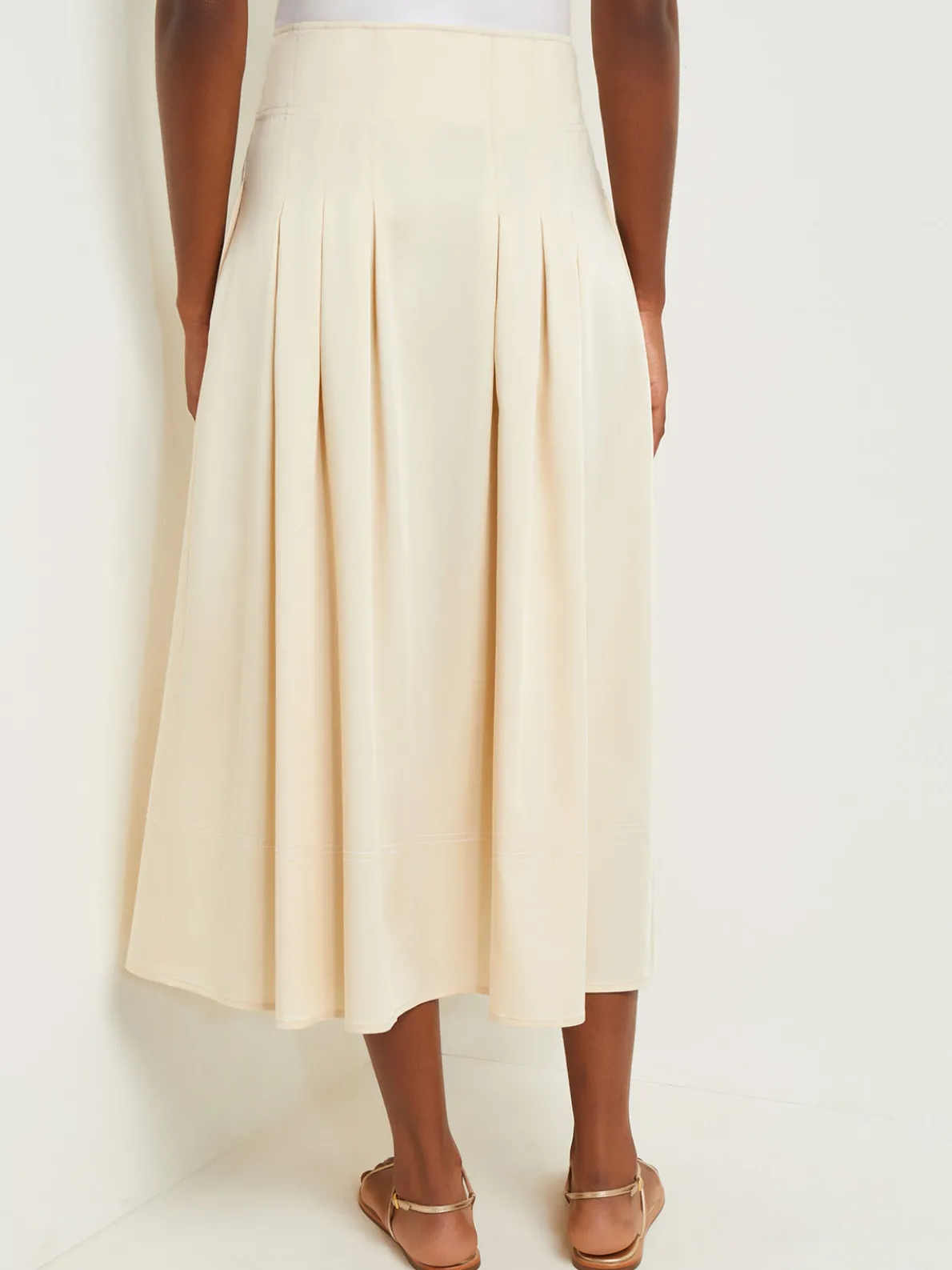 Maxi Button Front A-Line Skirt - Pleated Woven