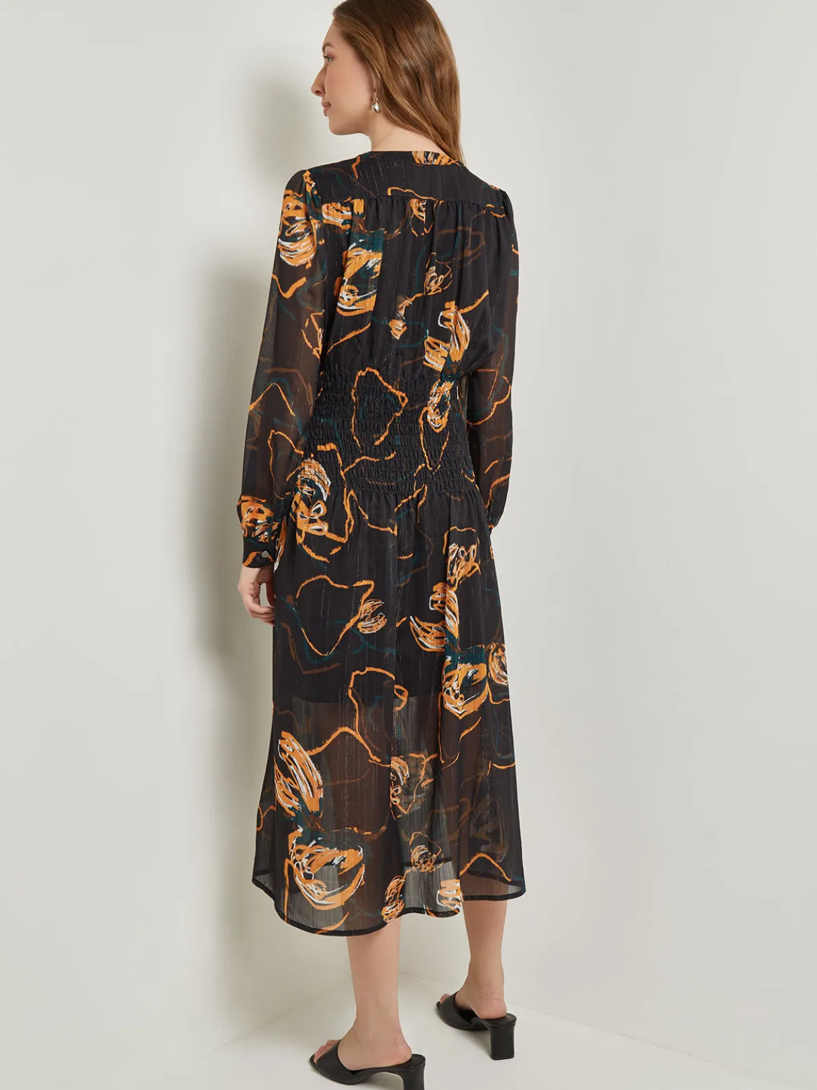 Maxi Fit & Flare Dress - Printed Woven Chiffon