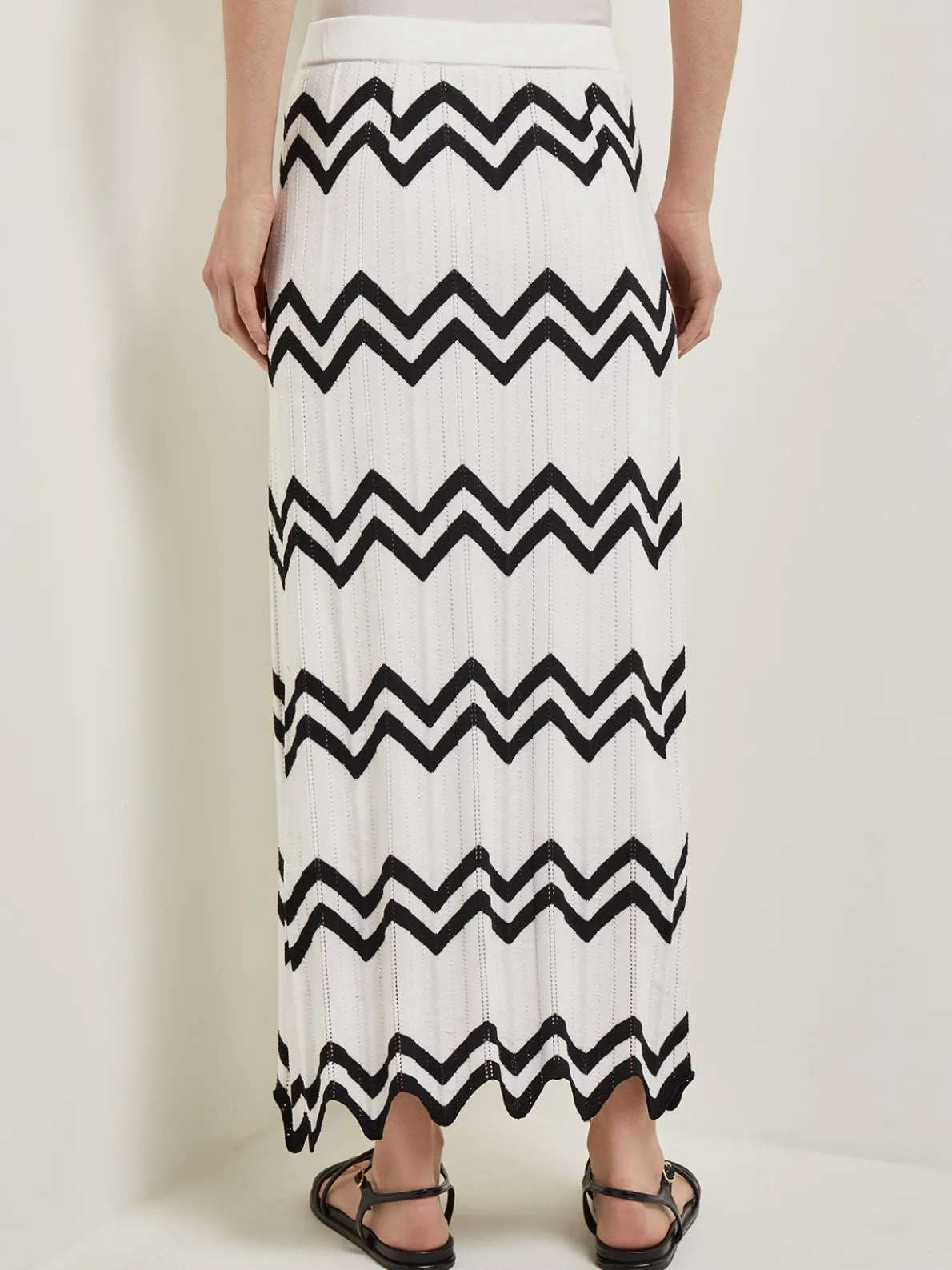 Maxi Pencil Skirt - Contrast Chevron Pointelle Soft Knit