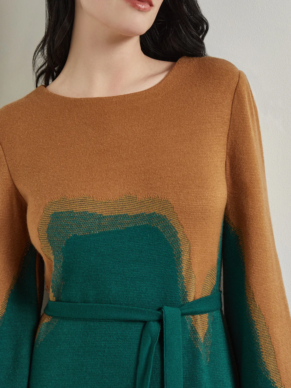 Maxi Shift Dress - Abstract Jacquard Cozy Knit