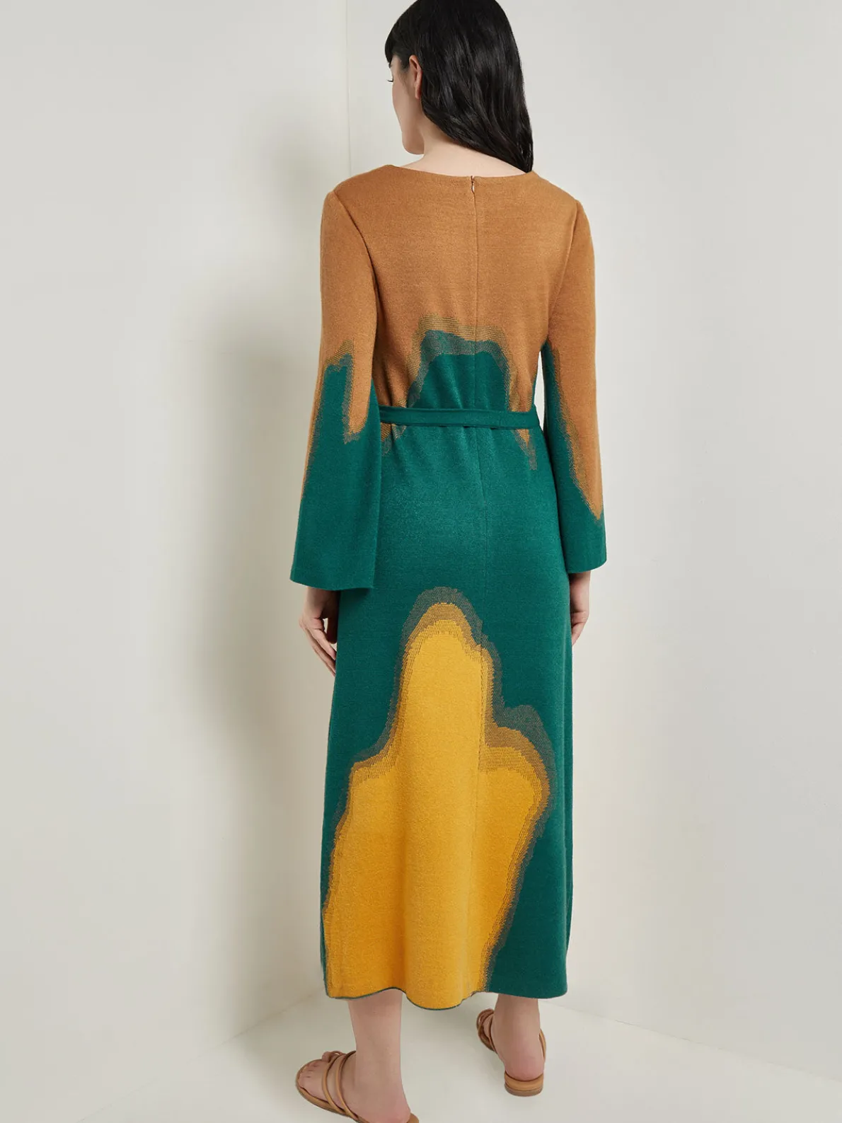 Maxi Shift Dress - Abstract Jacquard Cozy Knit