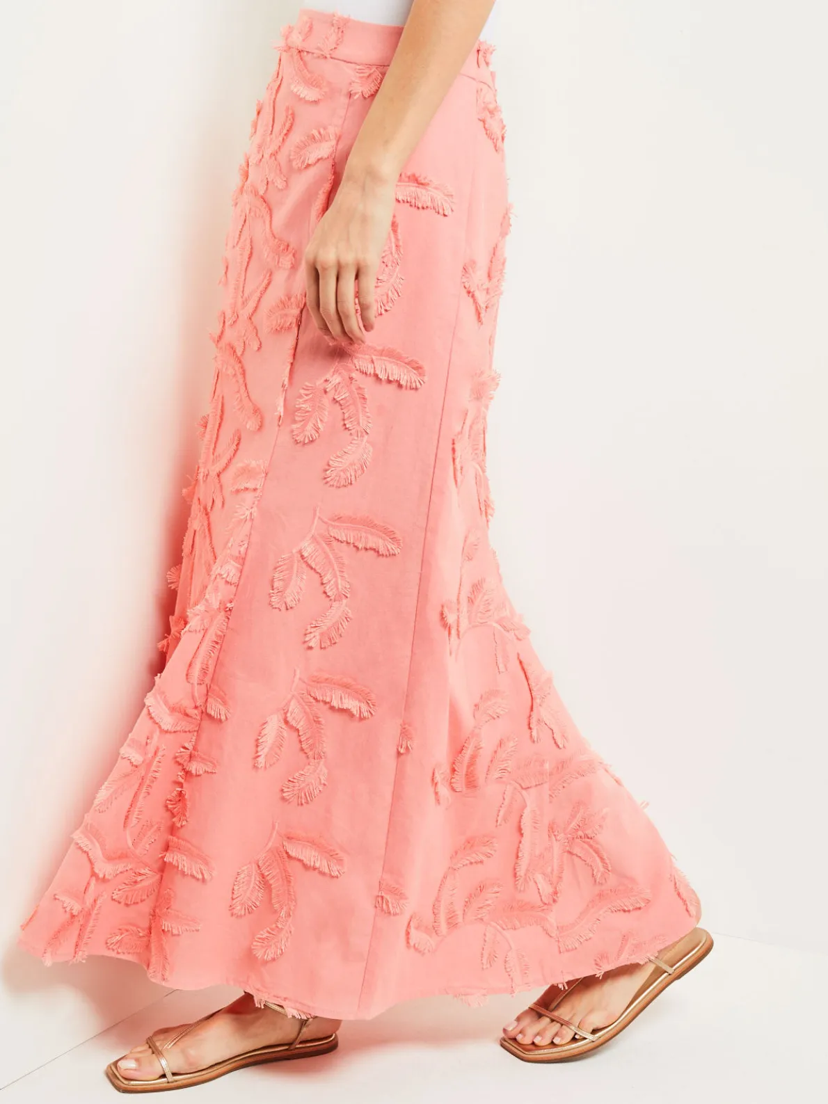 Maxi Trumpet Skirt - Fringe Applique Cotton