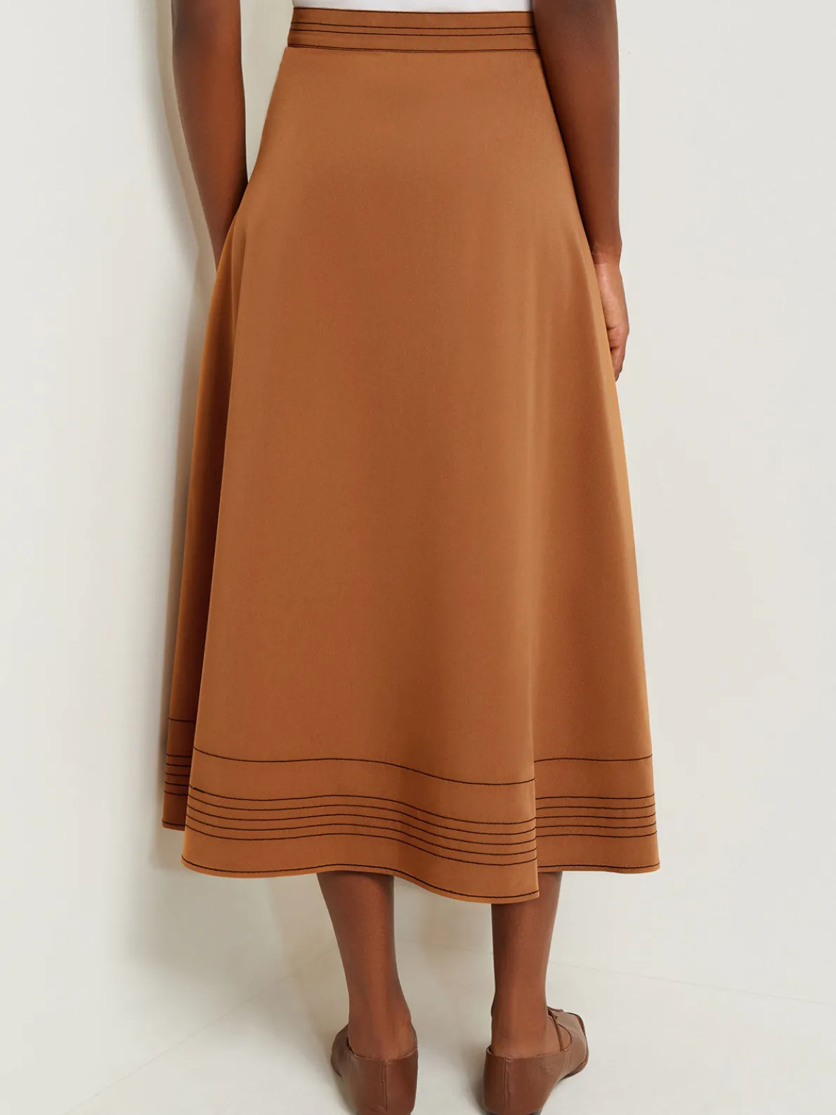 Maxi Wrap Skirt - Contrast Stitch Woven Twill