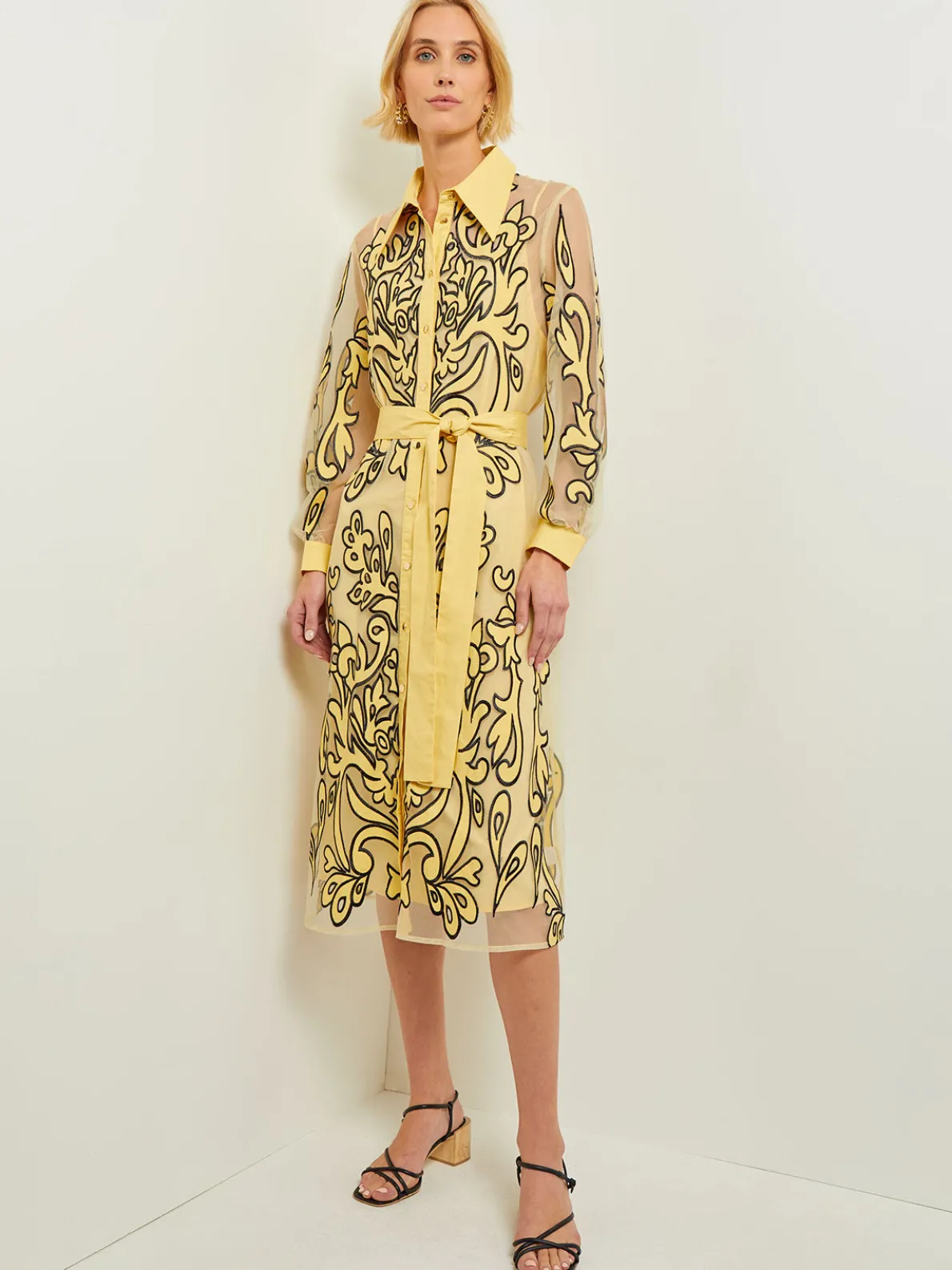 Midi Applique Shirtdress - Sheer Woven