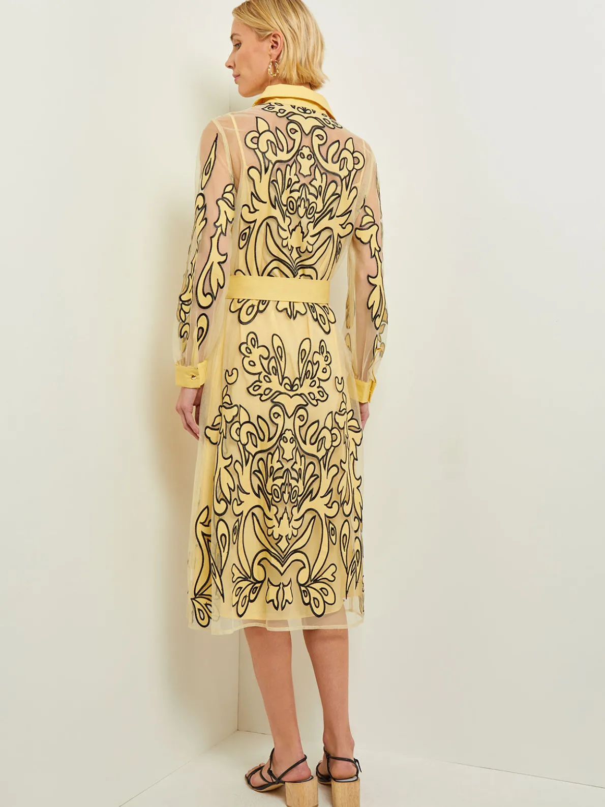 Midi Applique Shirtdress - Sheer Woven