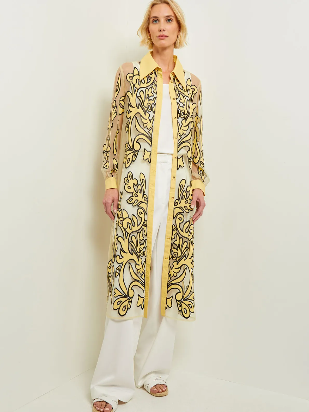 Midi Applique Shirtdress - Sheer Woven