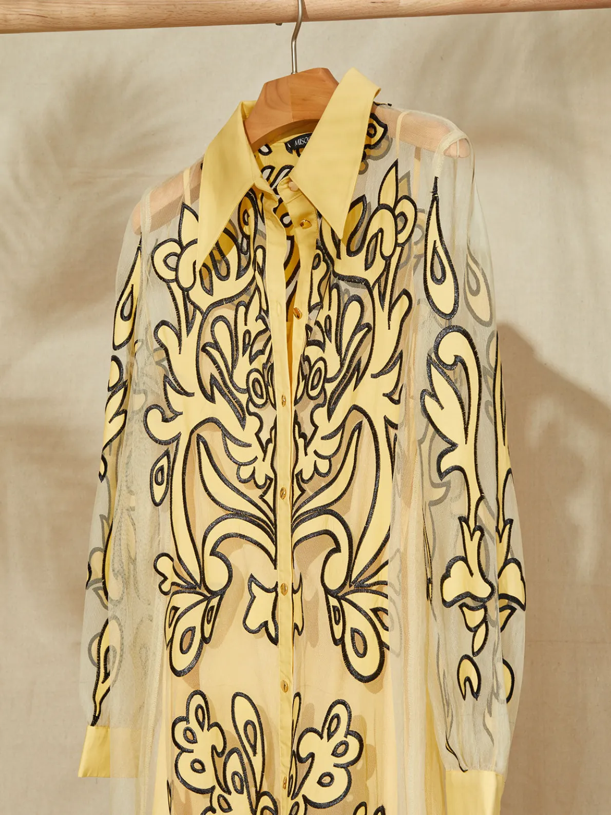 Midi Applique Shirtdress - Sheer Woven