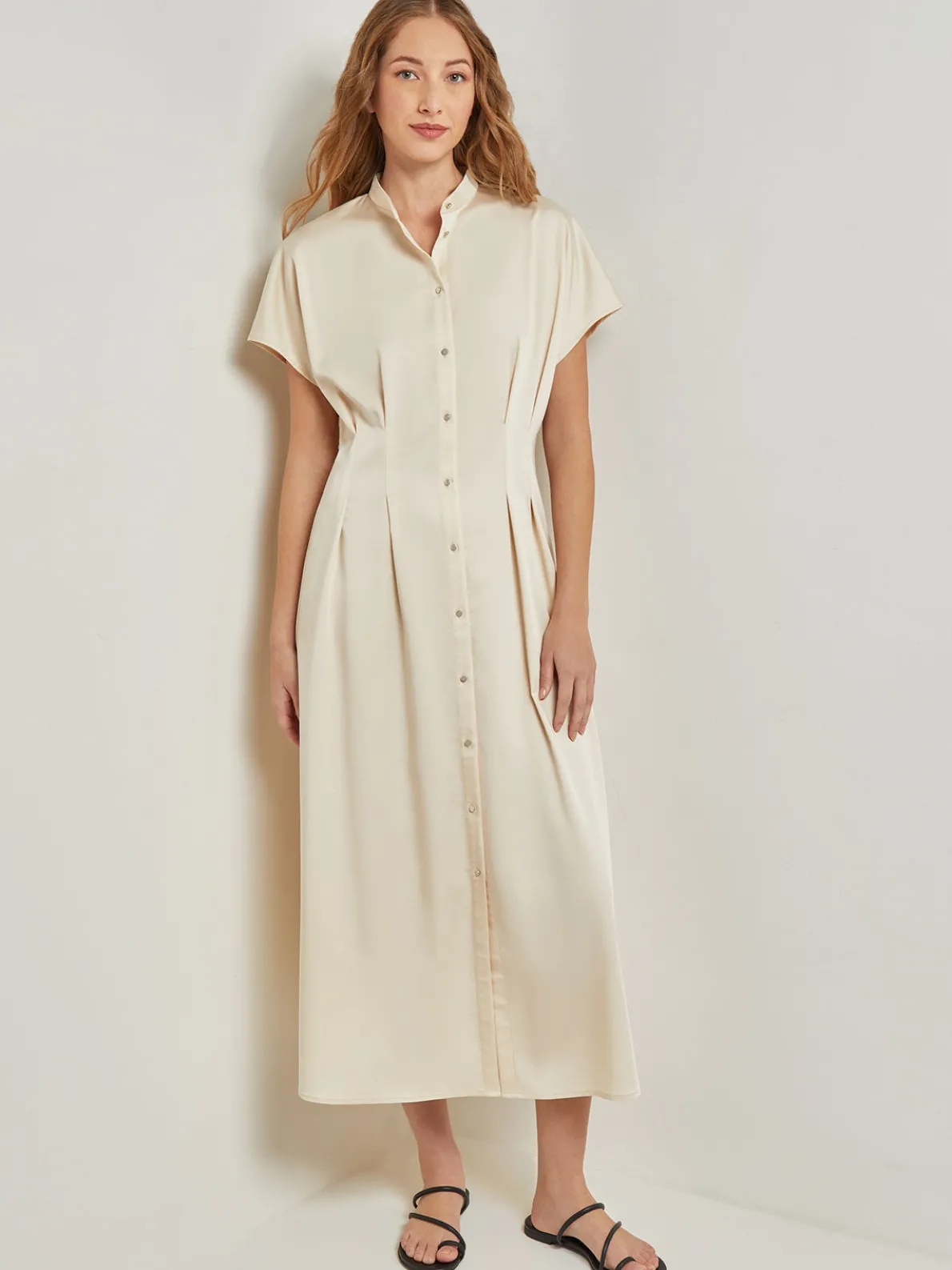 Midi Fit & Flare Dress - Dolman Sleeve Woven