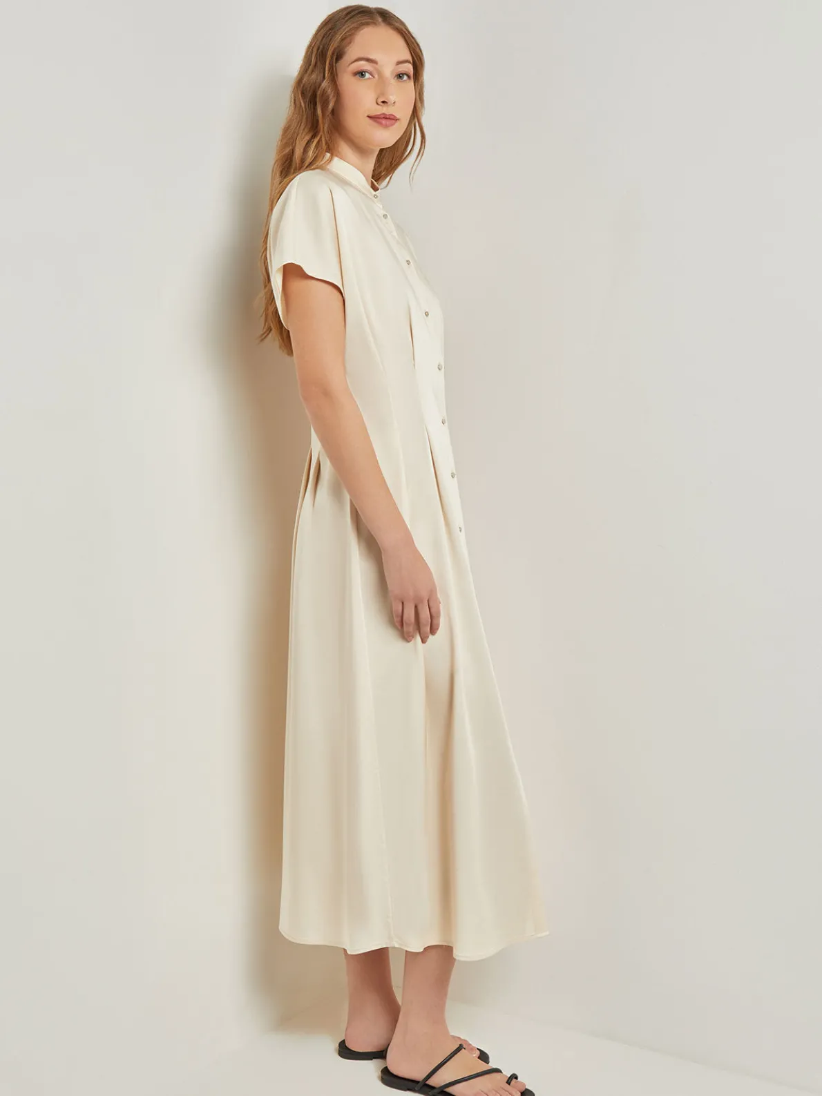 Midi Fit & Flare Dress - Dolman Sleeve Woven