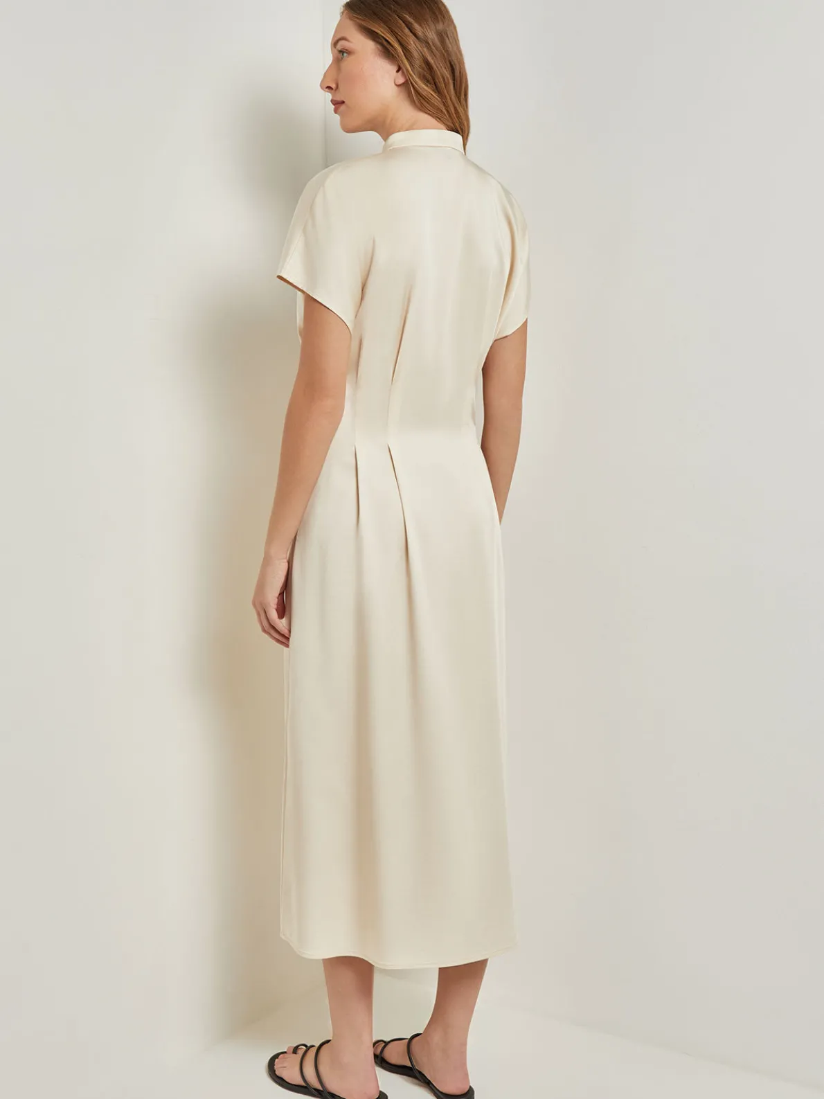 Midi Fit & Flare Dress - Dolman Sleeve Woven