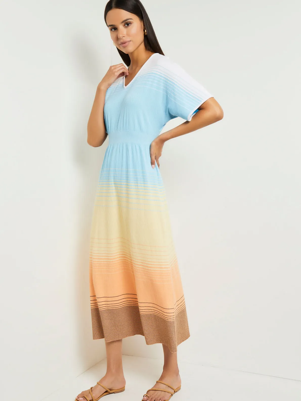 Midi Fit & Flare Dress - Soft Ombre Jacquard Knit