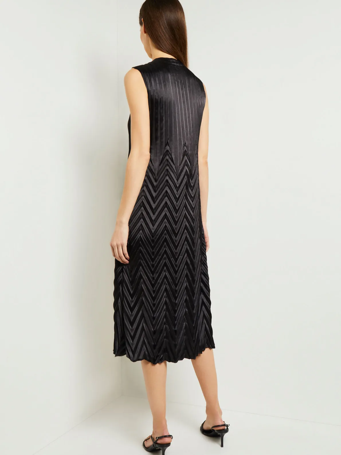 Midi Sheath Dress - Chevron Textured Crepe De Chine