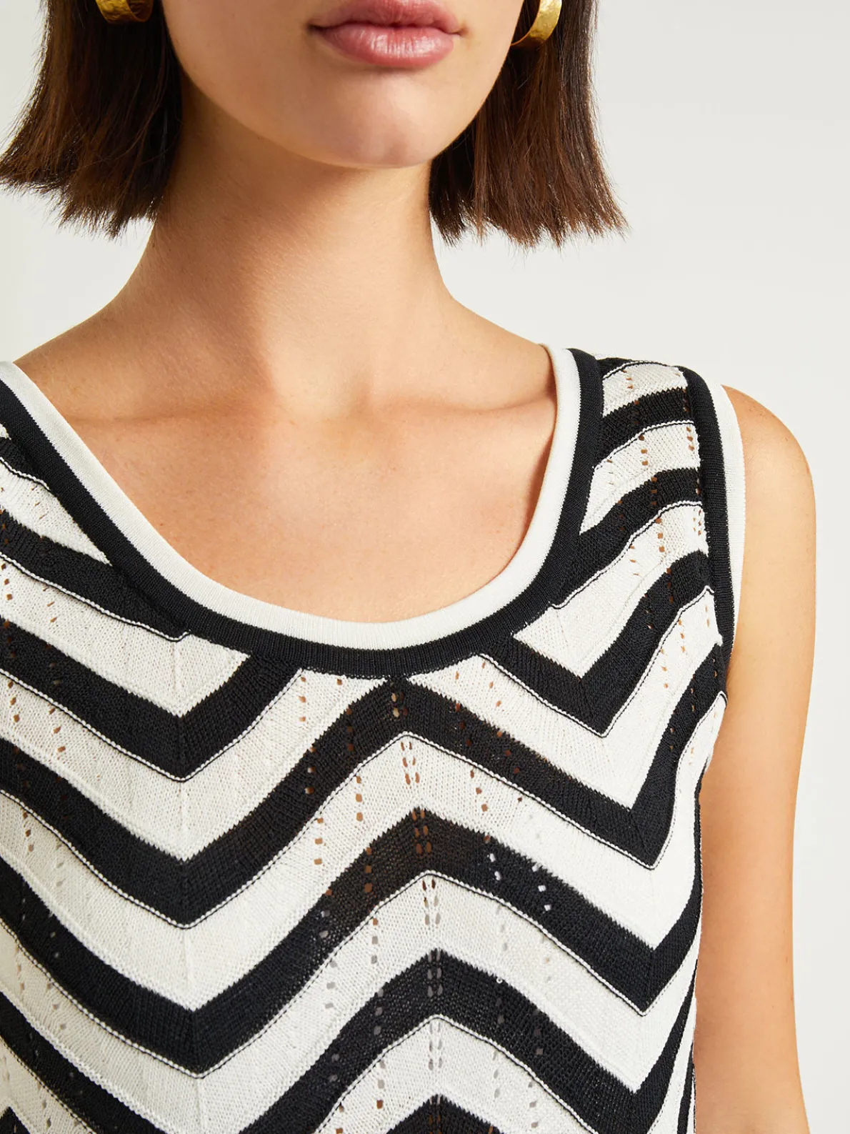 Midi Sheath Dress - Chevron Hem Intarsia Knit