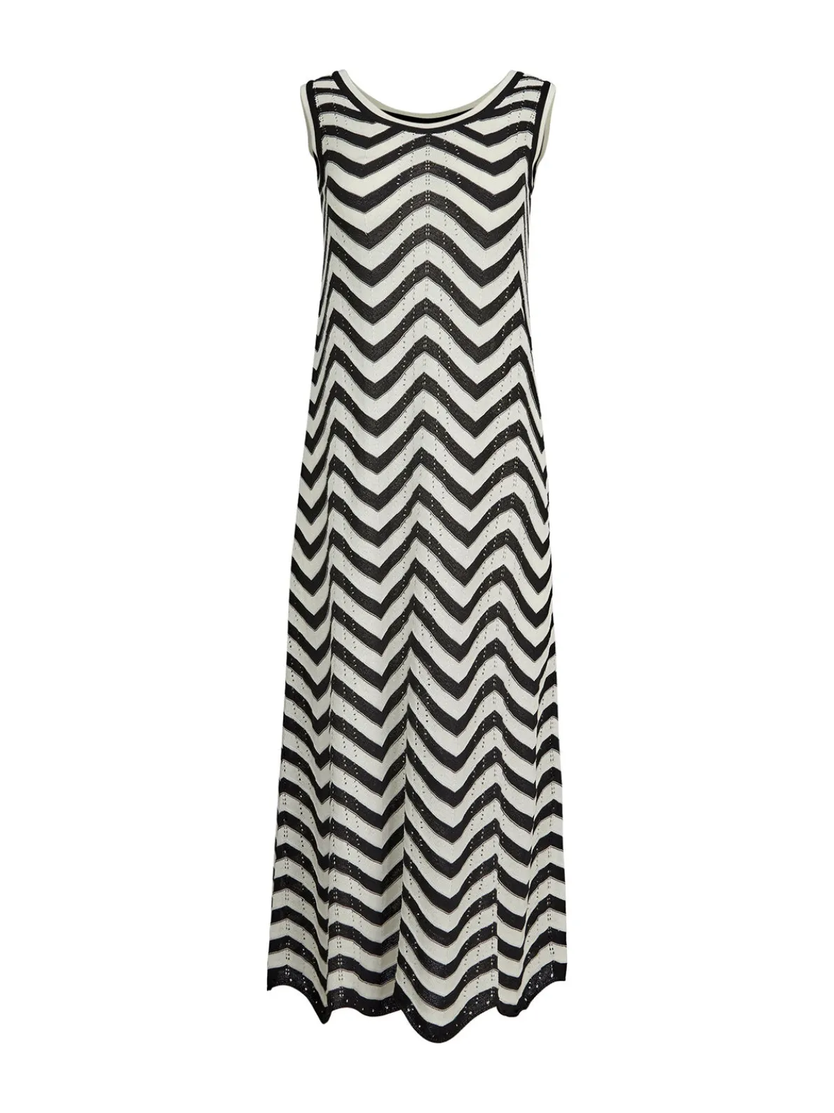 Midi Sheath Dress - Chevron Hem Intarsia Knit