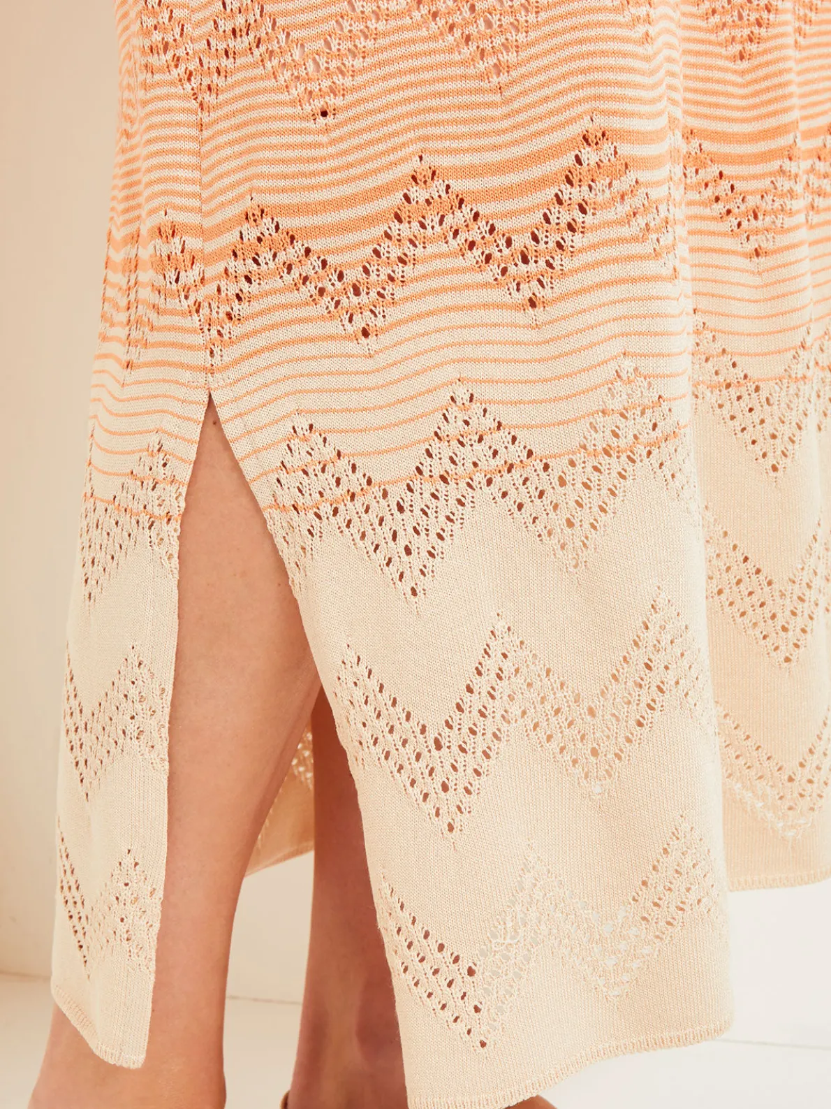 Midi Straight Skirt - Ombre Pointelle Soft Knit