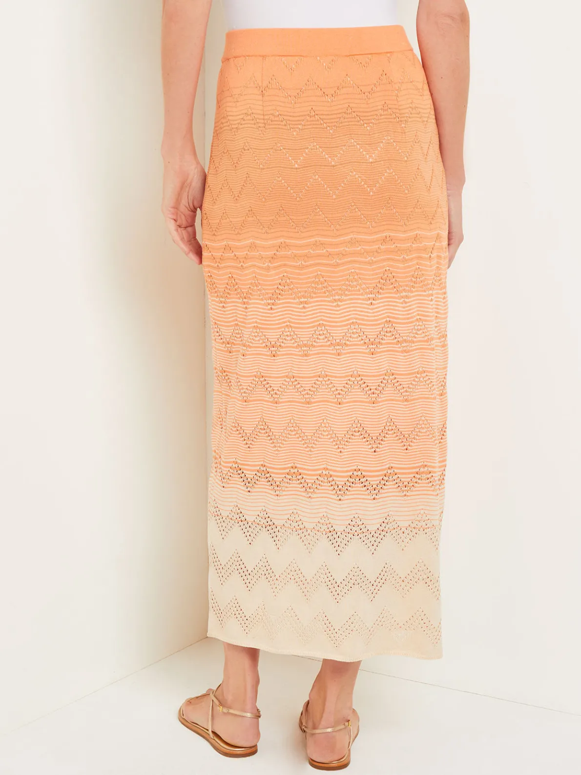 Midi Straight Skirt - Ombre Pointelle Soft Knit