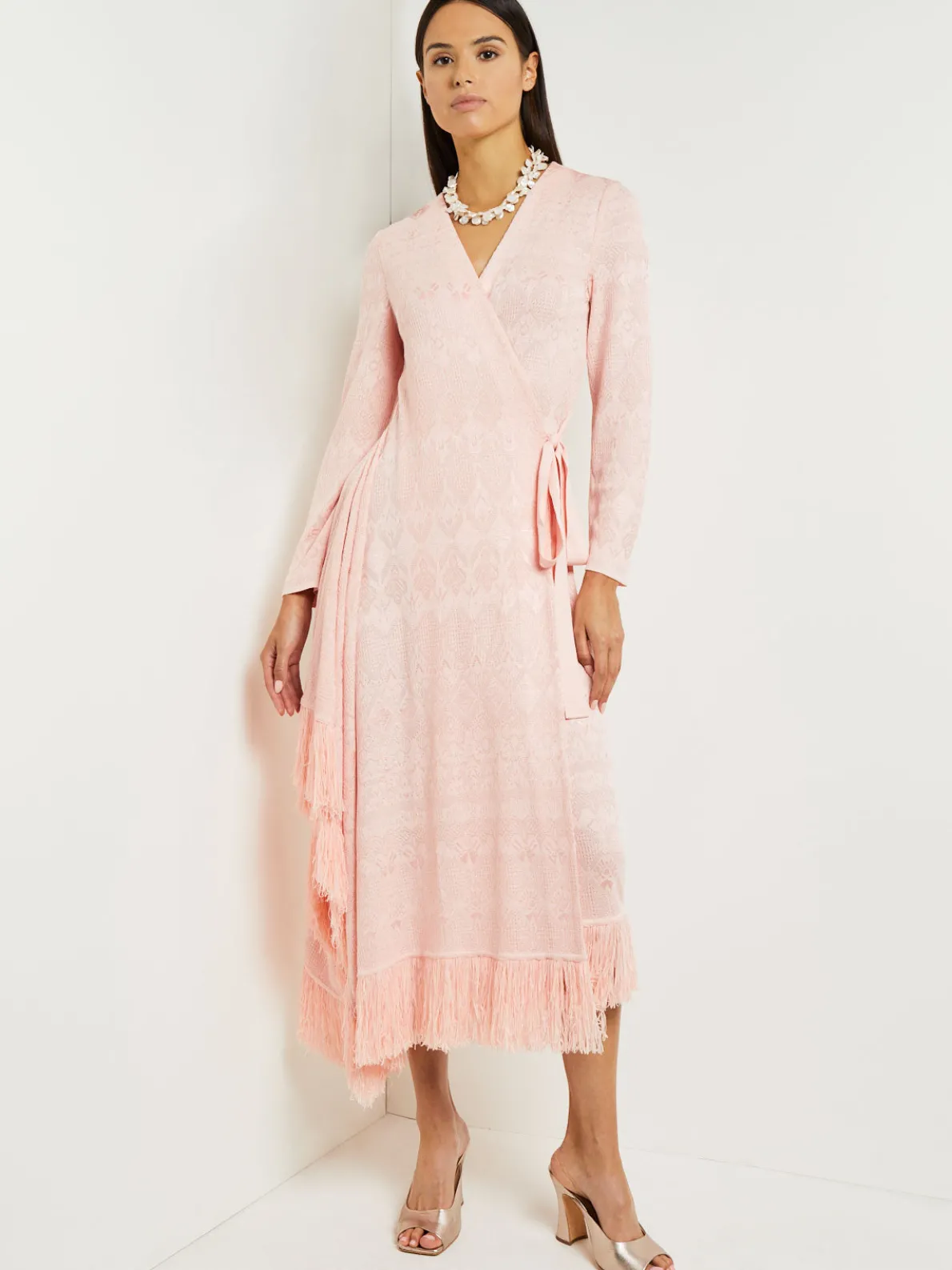 Midi Wrap Dress - Soft Jacquard Knit