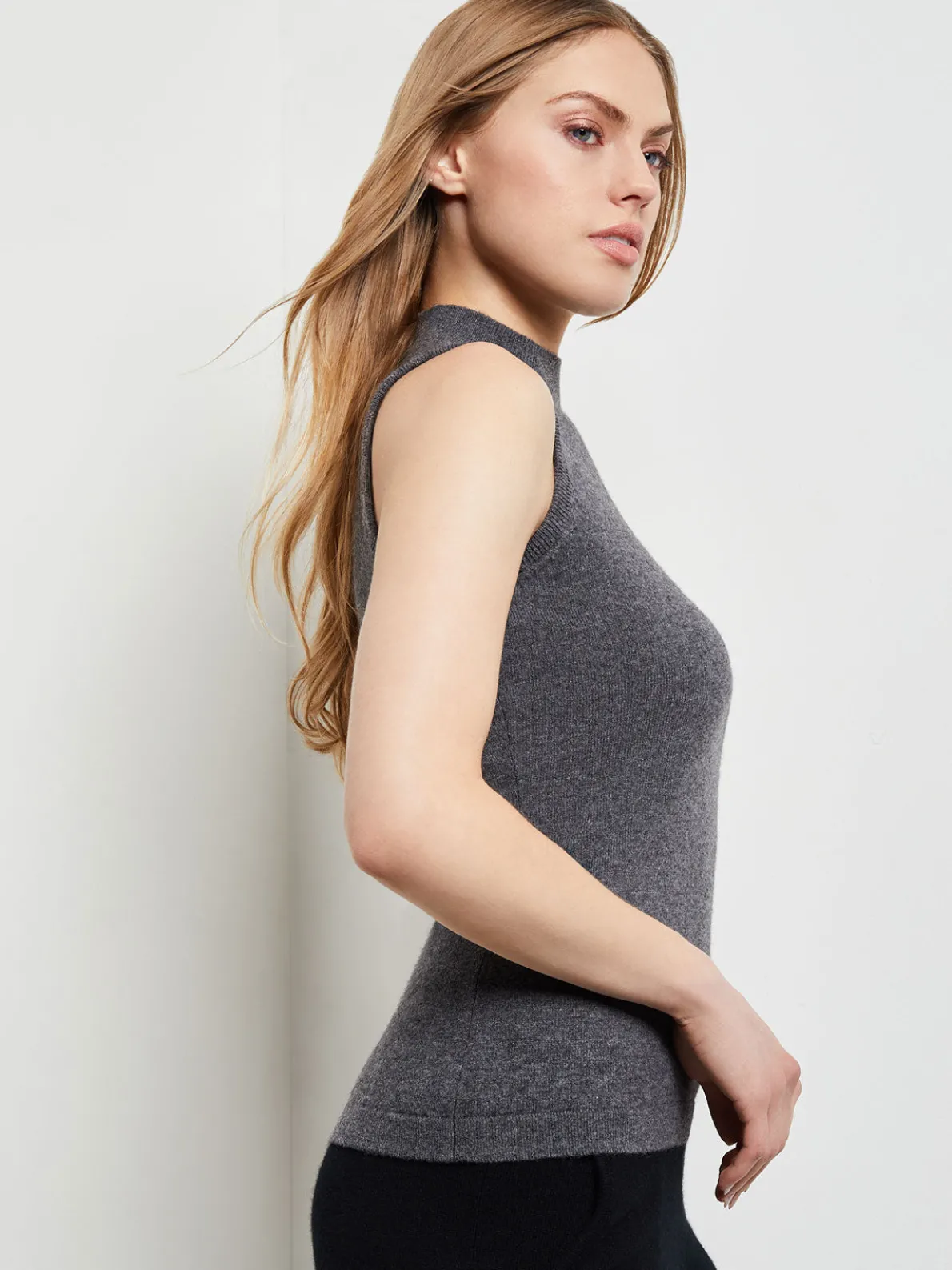 Mock Neck Cashmere Tank Top