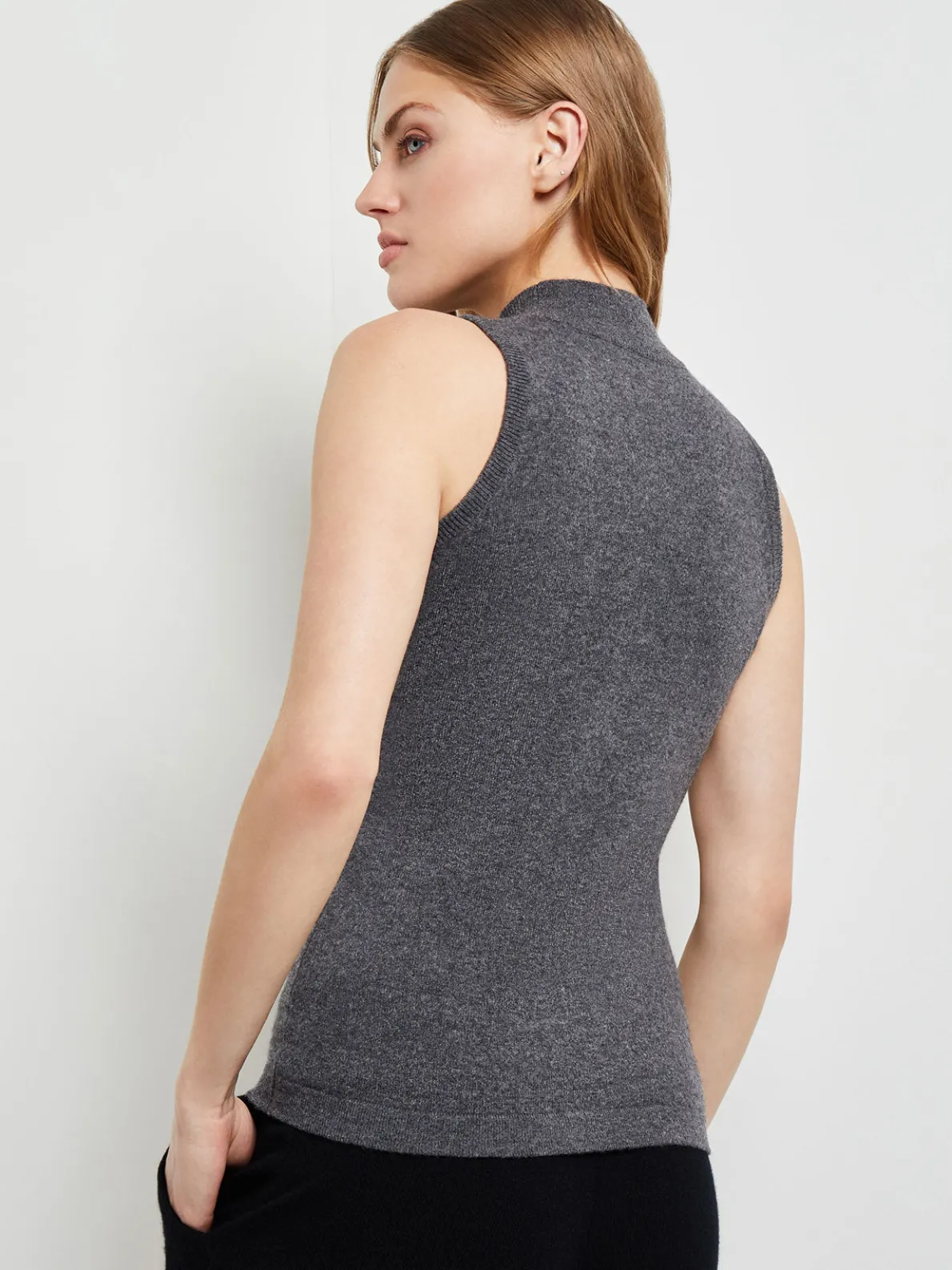 Mock Neck Cashmere Tank Top