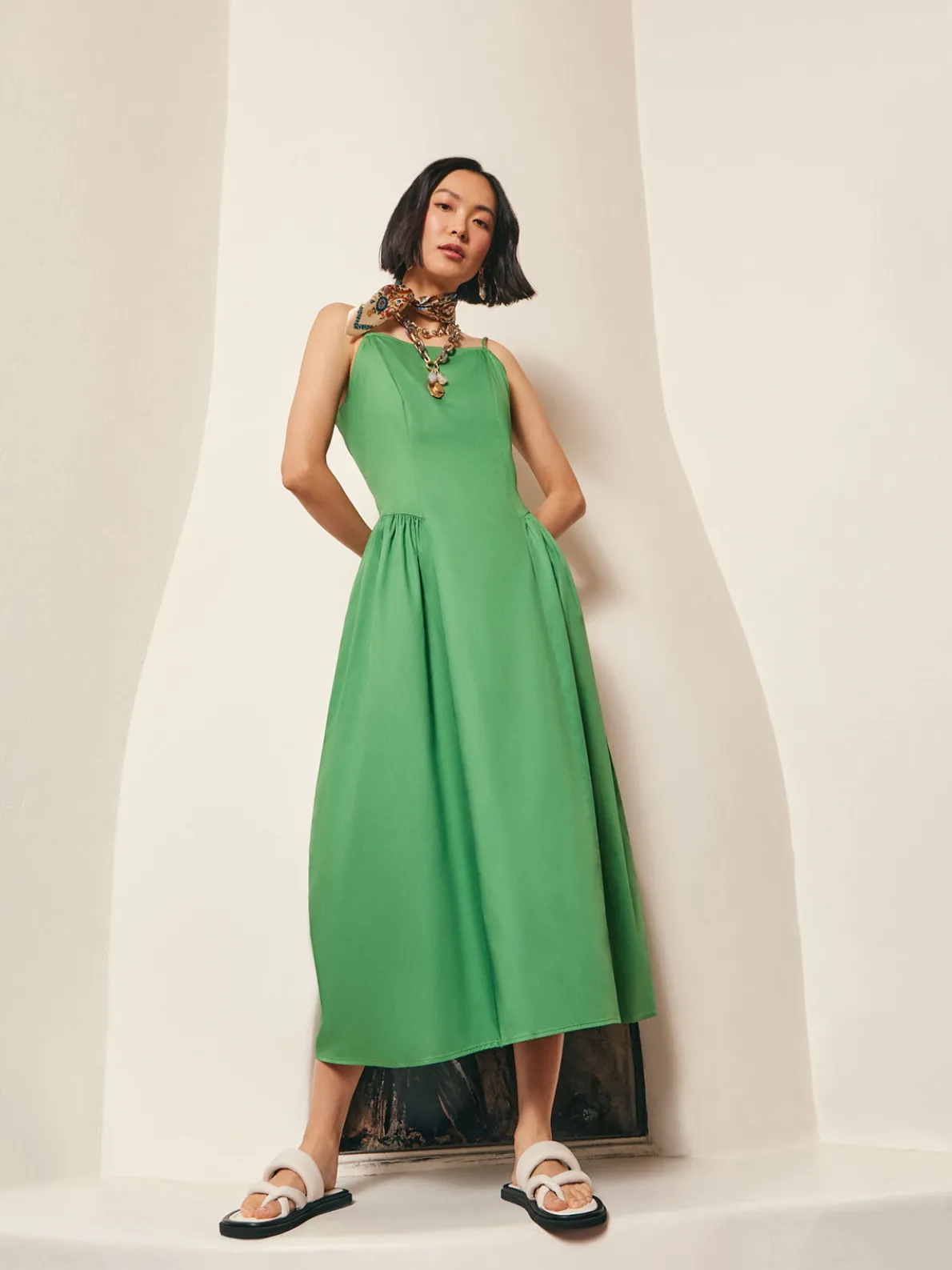 Modern Fit & Flare Cotton Maxi Dress