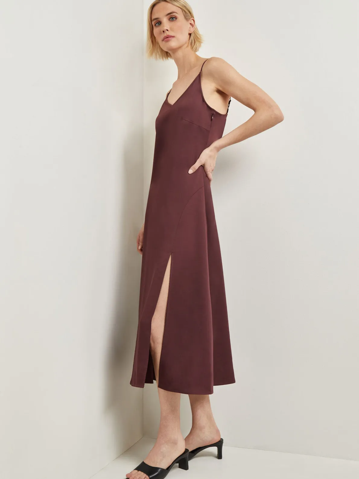 Modern Fit A-Line Crepe de Chine Slip Maxi Dress