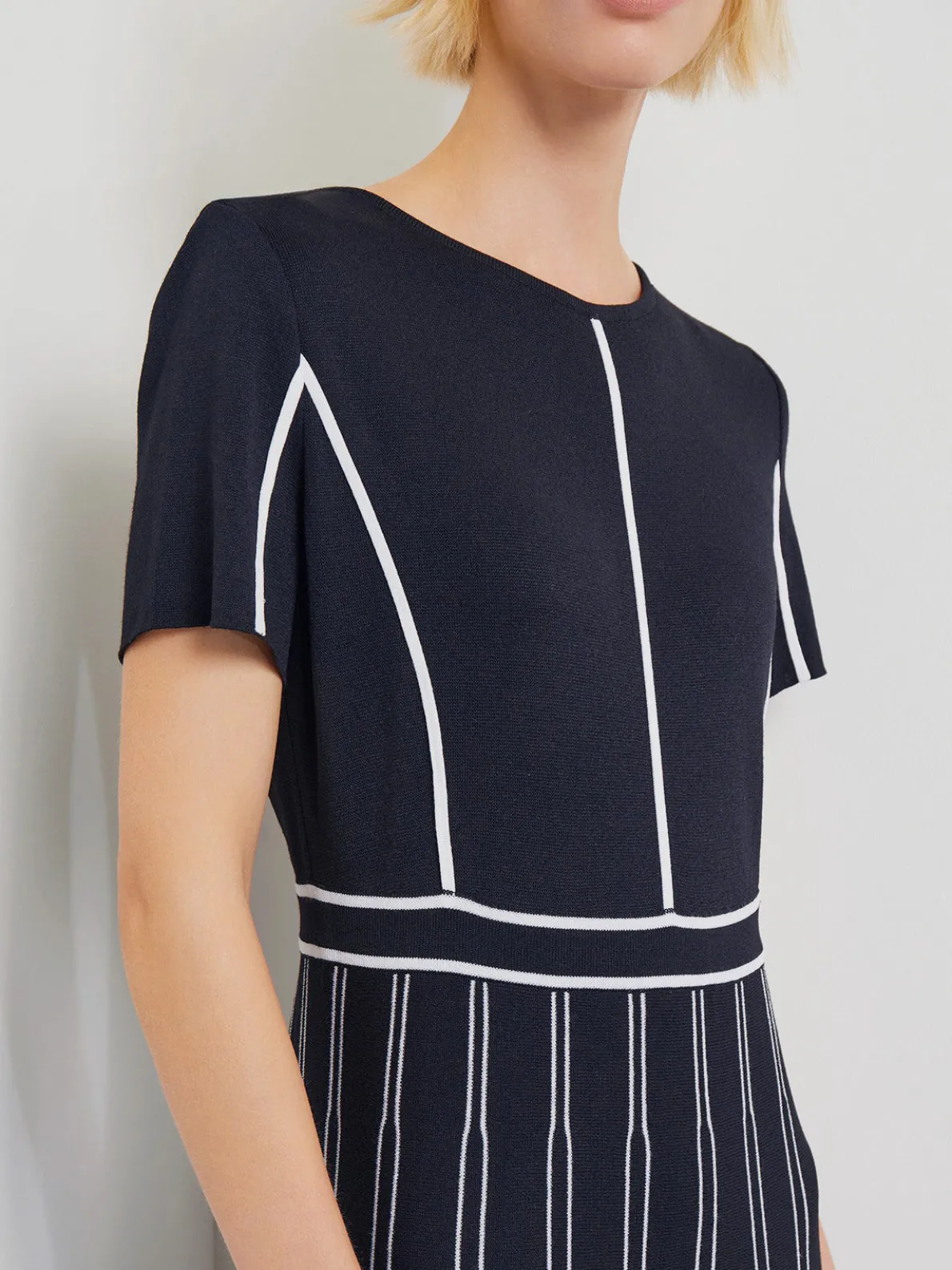 Modern Fit Contrast Stripe A-Line Soft Knit Dress