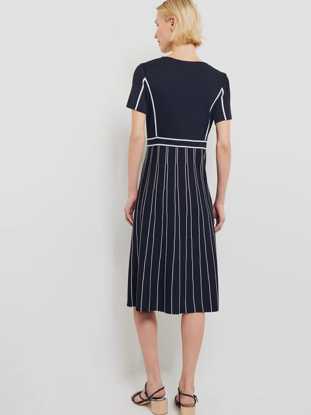 Modern Fit Contrast Stripe A-Line Soft Knit Dress