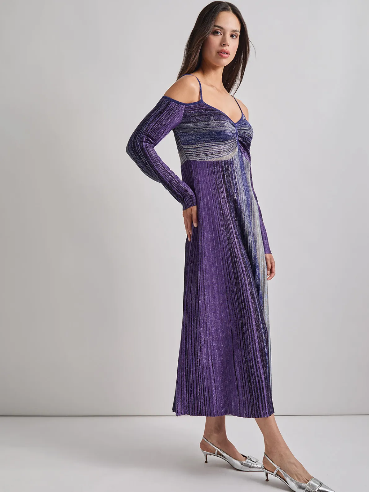 Modern Fit Empire Shimmer Lurex Knit Maxi Dress