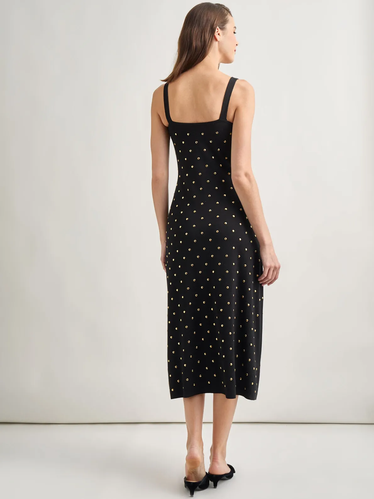 Modern Fit Gold Stud Midi Soft Knit Tank Dress